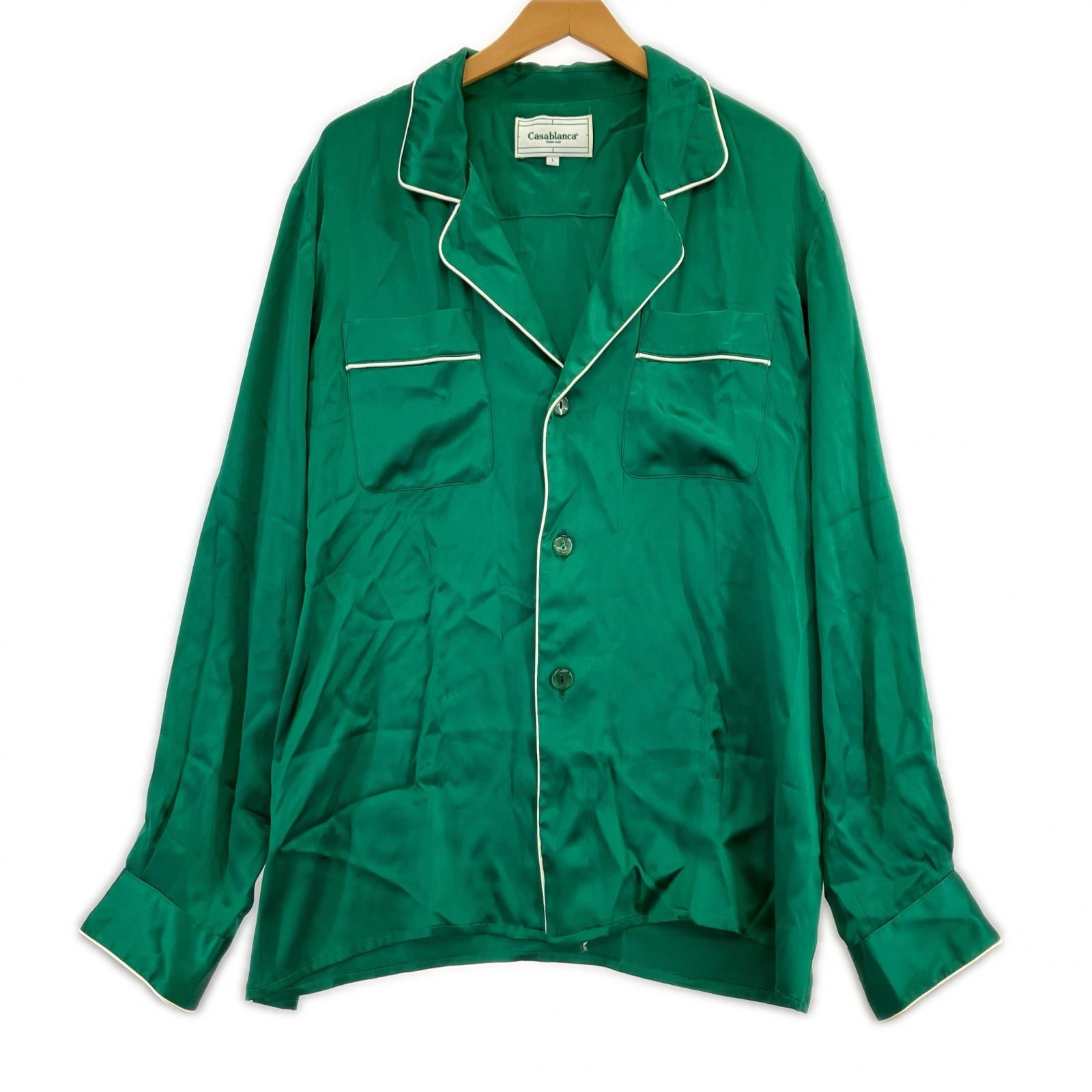 長袖シャツ SILK PYAJAMA TOP 緑 (L) L グリーン