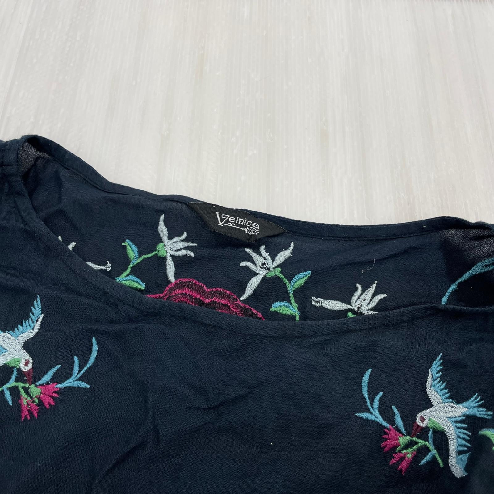 ワンピース ローズ刺繍ワンピース ブラック
