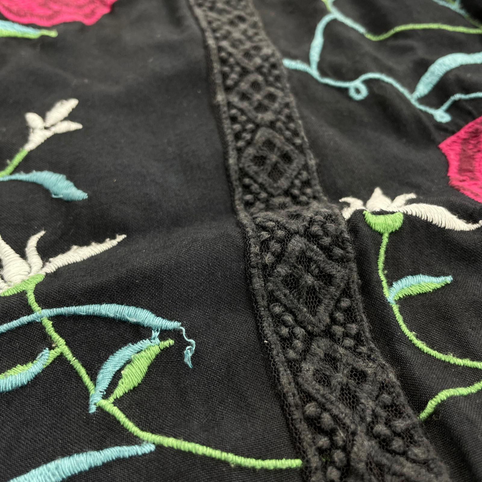 ワンピース ローズ刺繍ワンピース ブラック