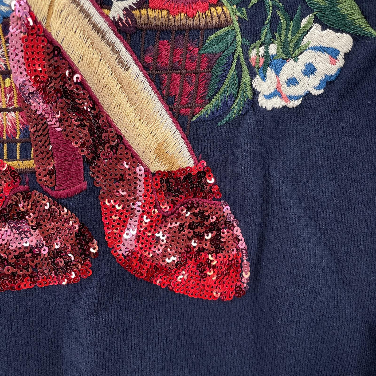 カーディガン 12SS/刺繍/2/ネイビー/11905-1 2 ネイビー