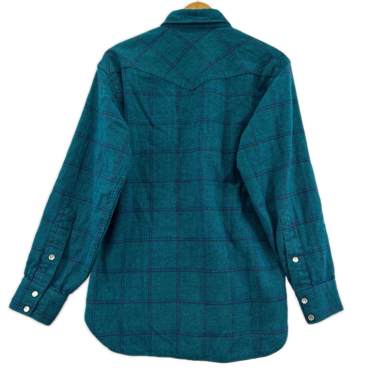 長袖シャツ 70s PENDLETON ｳｰﾙﾁｪｯｸｼｬﾂ Ｍ M グリーン