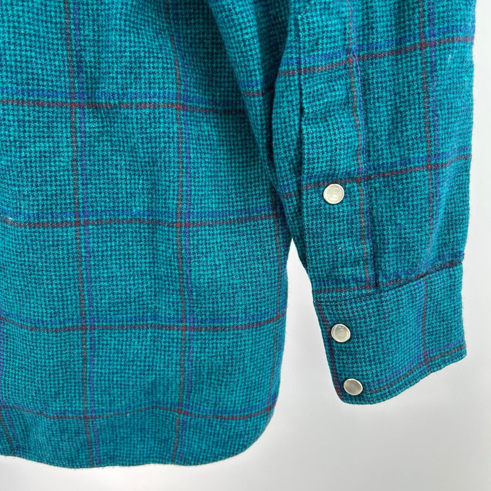 長袖シャツ 70s PENDLETON ｳｰﾙﾁｪｯｸｼｬﾂ Ｍ M グリーン