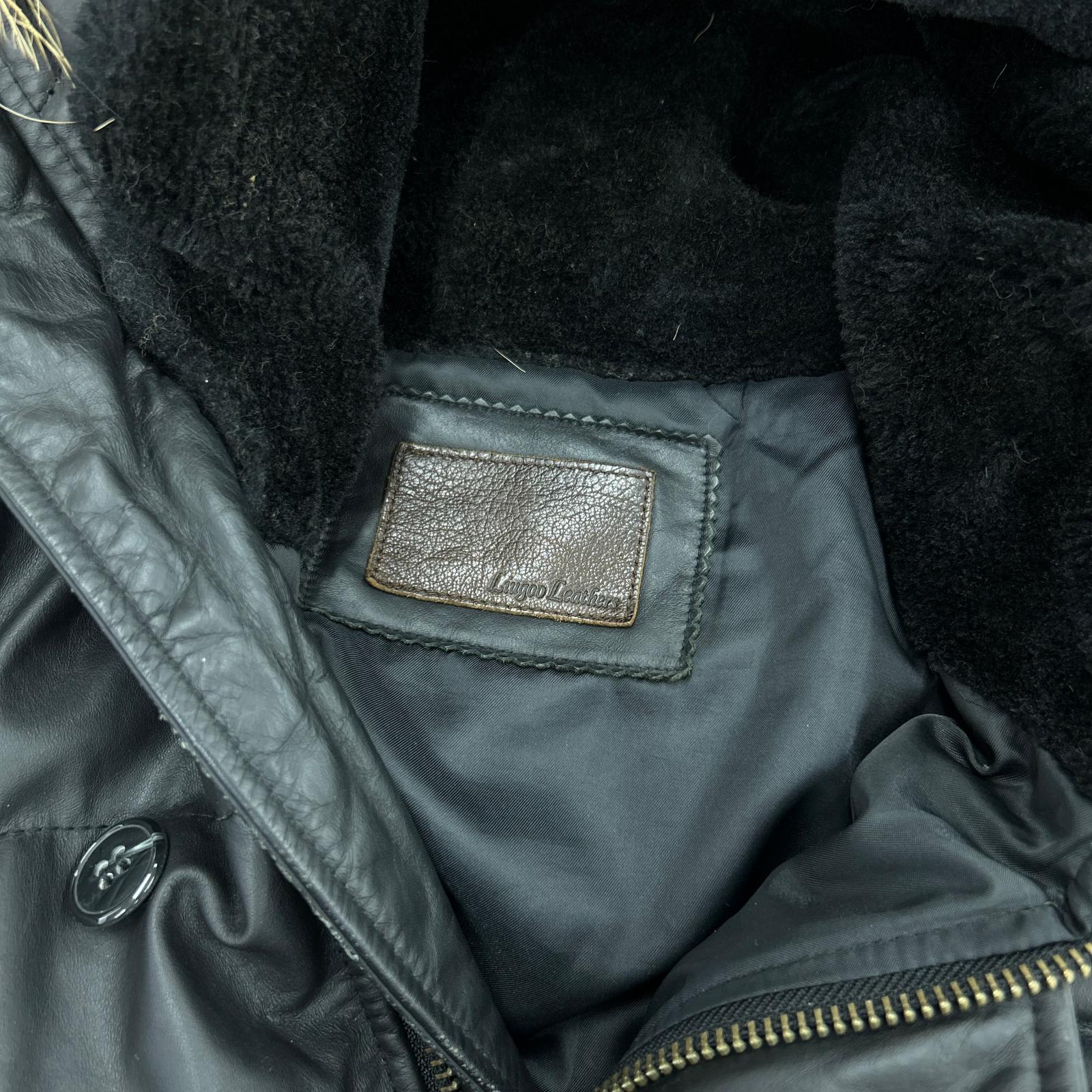 レザージャケット Liugoo Leathers ファー ホースハイド ブラック (M) M ブラック