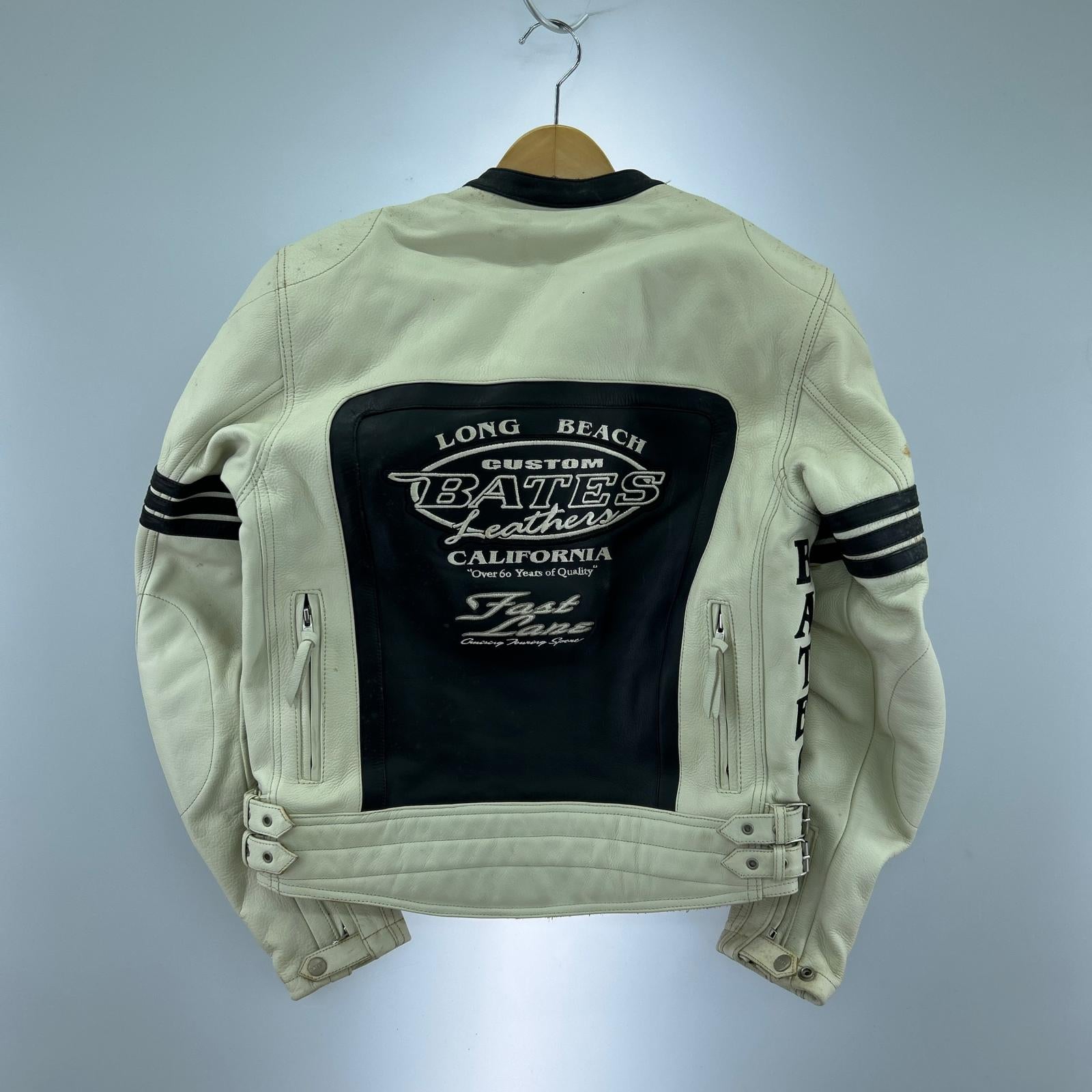 ライダースジャケット BATES レーシング 黒白 (L) L