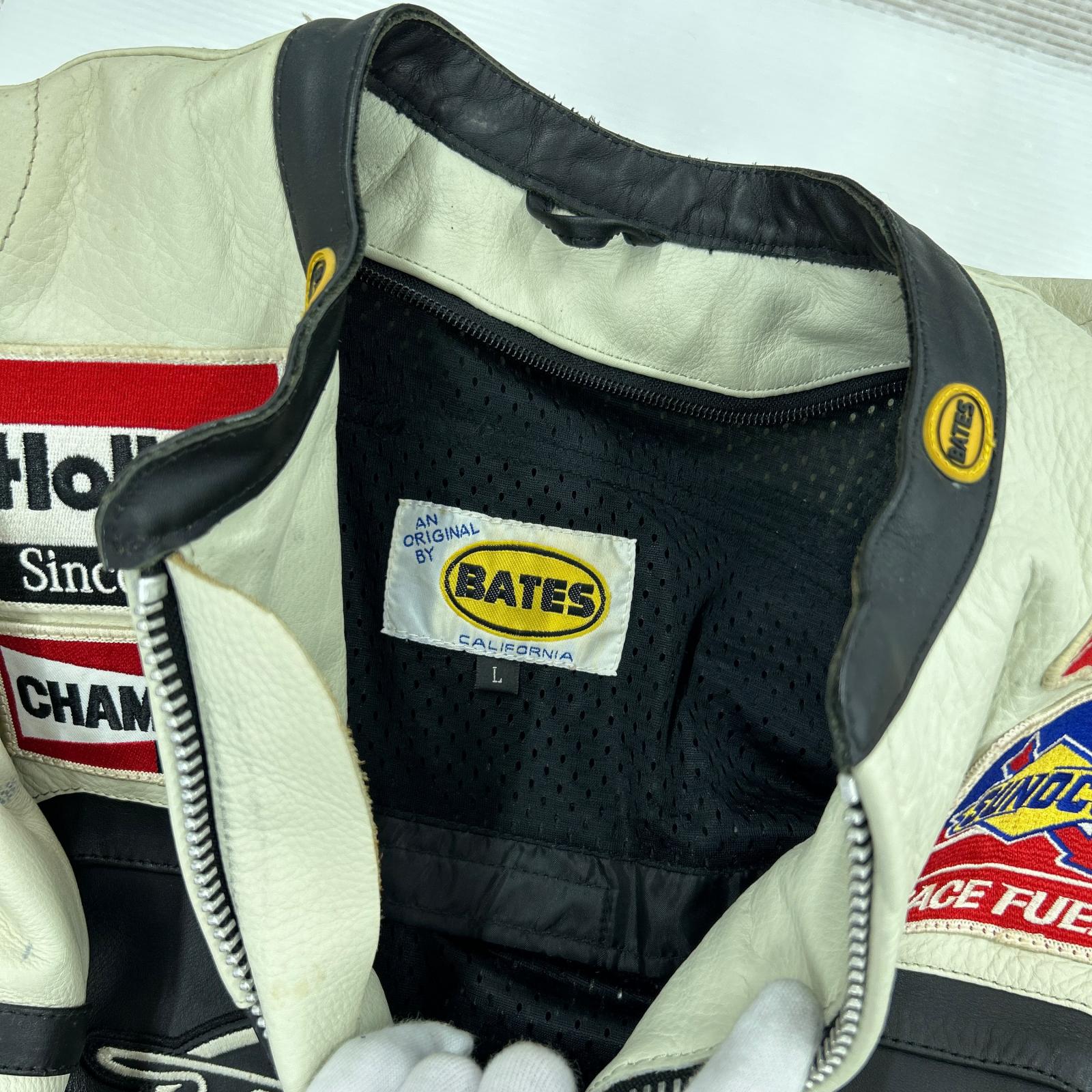 ライダースジャケット BATES レーシング 黒白 (L) L