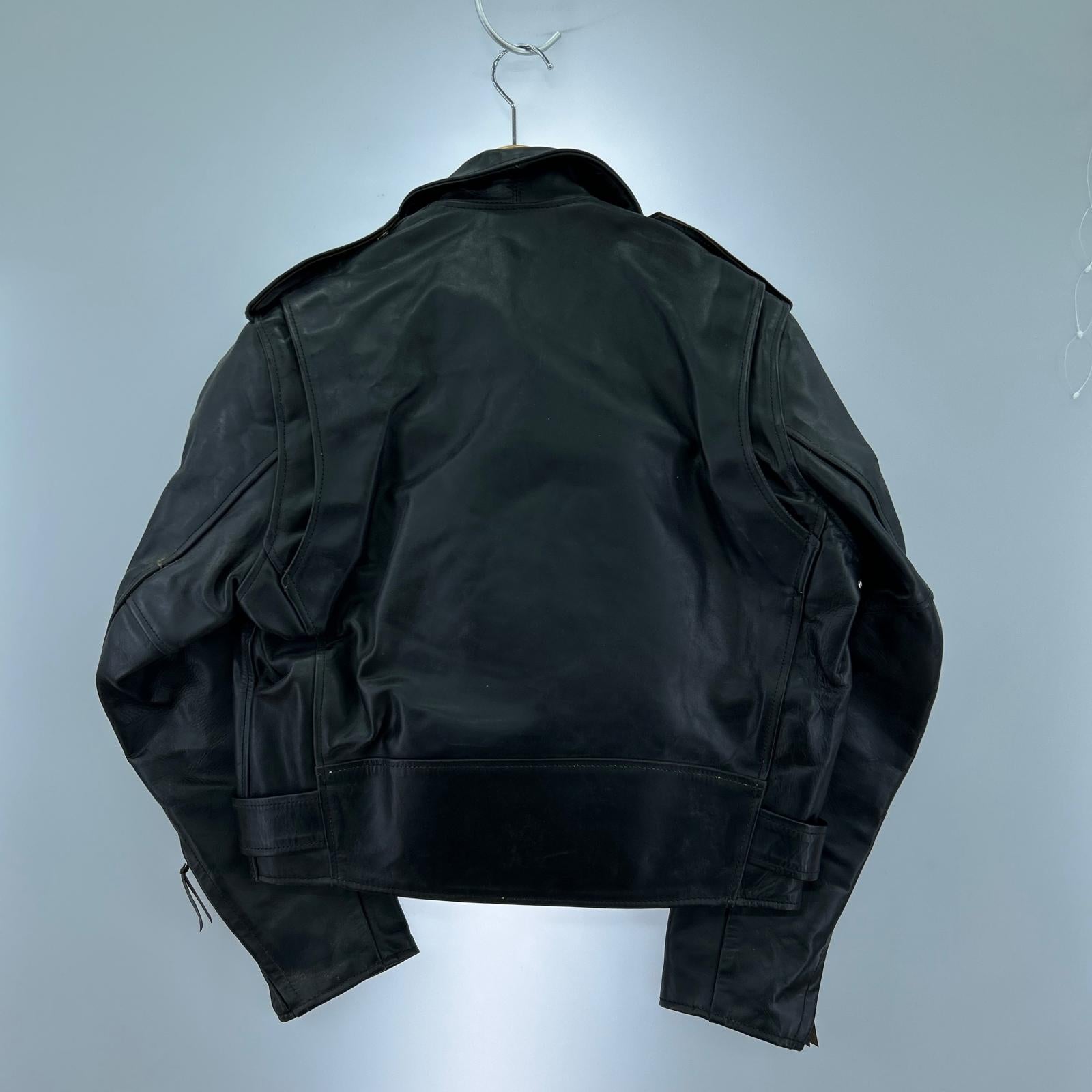 ライダースジャケット aero leather ダブル ホースハイド ブラック (40) 40 ブラック