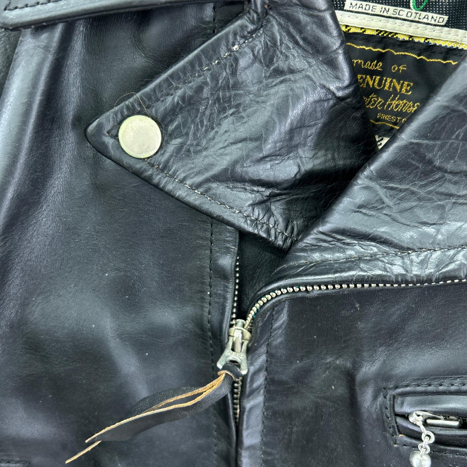 ライダースジャケット aero leather ダブル ホースハイド ブラック (40) 40 ブラック