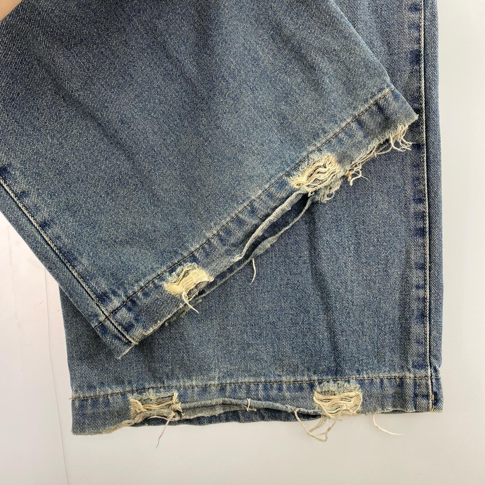 デニムパンツ THELEADER ワイドクラッシュデニムパンツ L