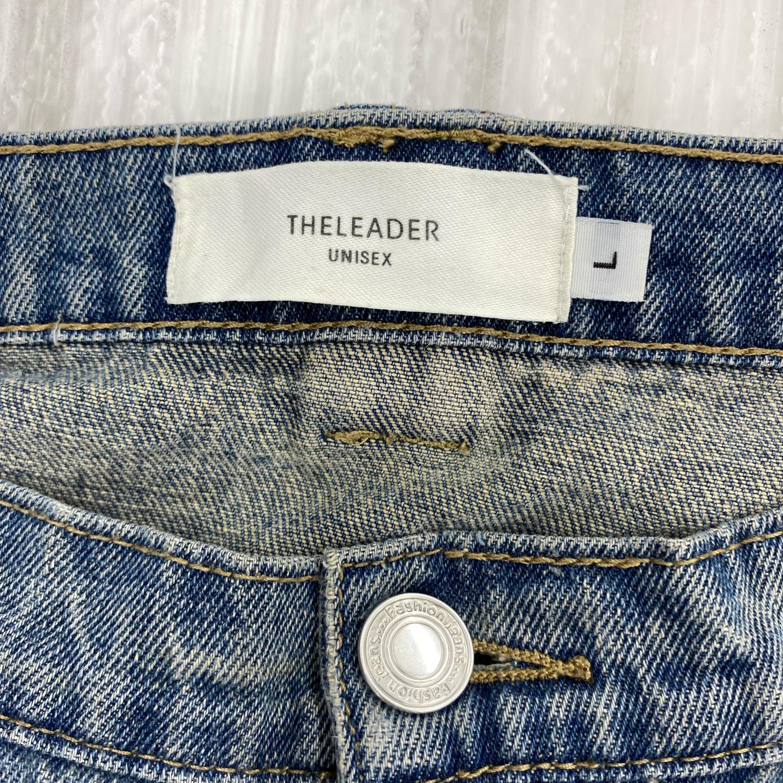 デニムパンツ THELEADER ワイドクラッシュデニムパンツ L