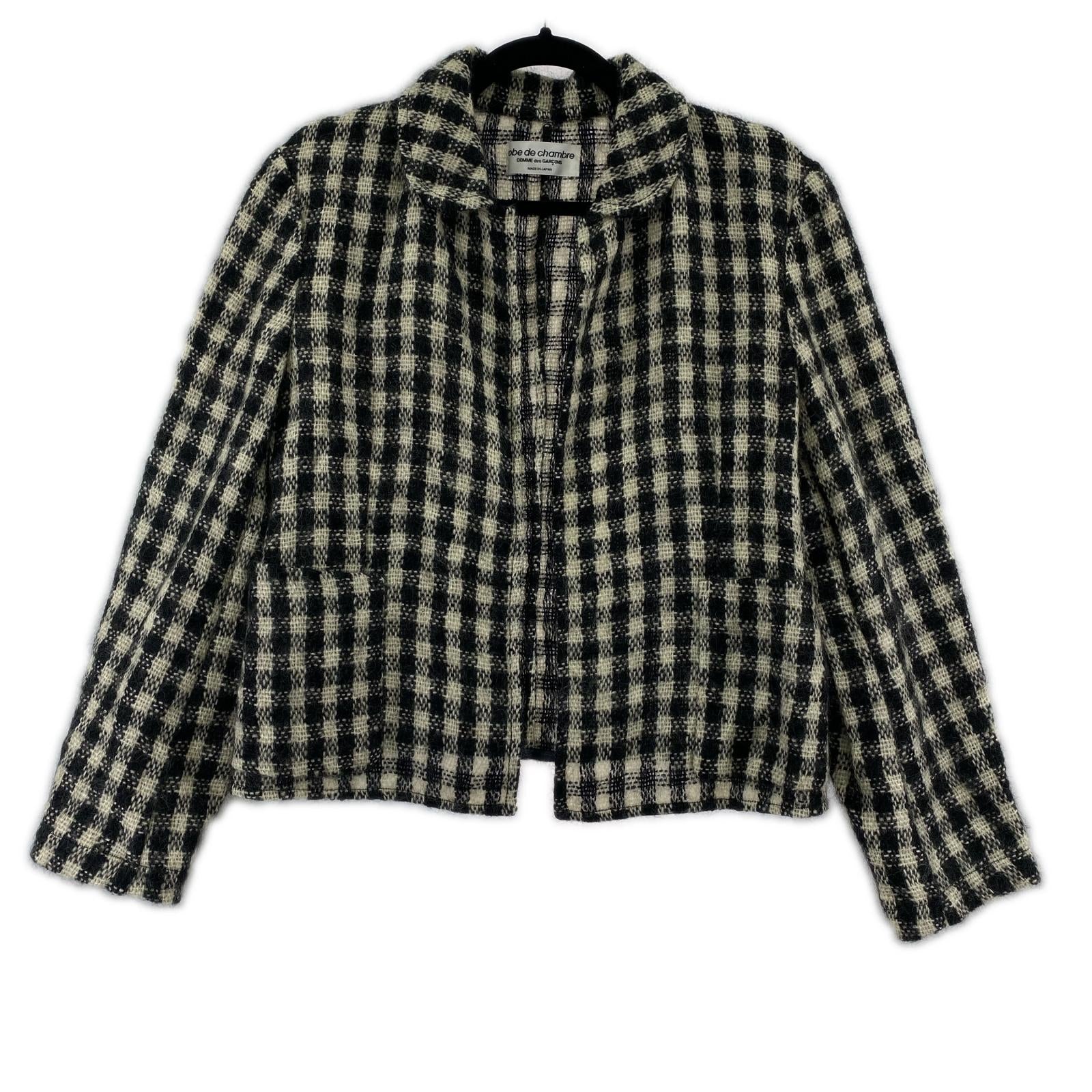 ジャケット 99AW ギンガムチェック モヘア混ジャケット ブラック