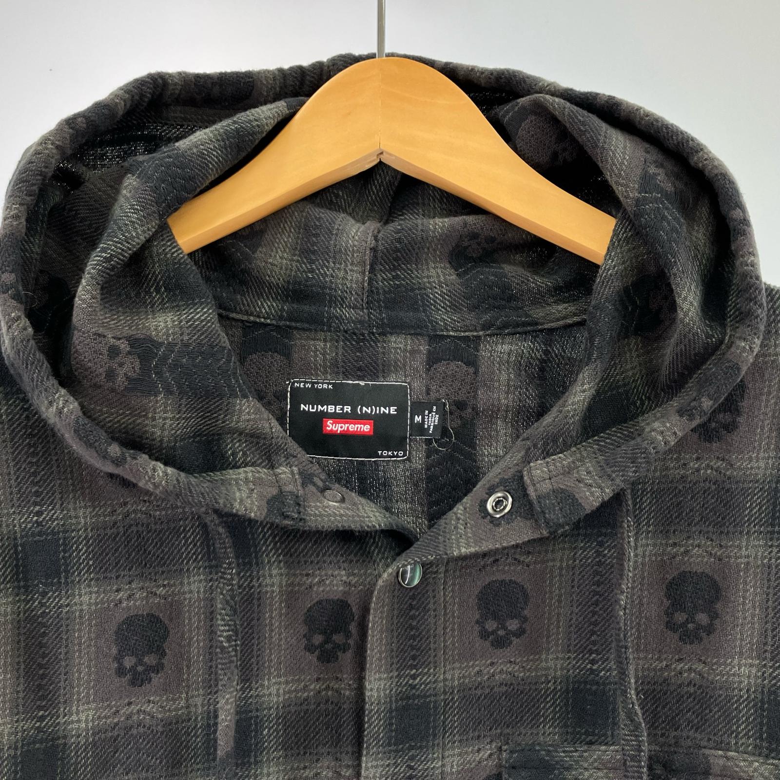 長袖シャツ Supreme×Number nine Hooded Flannel Shirt M 黒 M ブラック