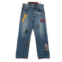 デニムパンツ KHOKI Hand-Embroidered Denim Pants 2 ネイビー