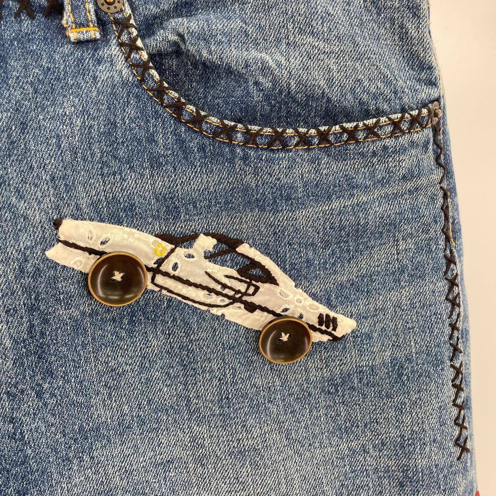 デニムパンツ KHOKI Hand-Embroidered Denim Pants 2 ネイビー