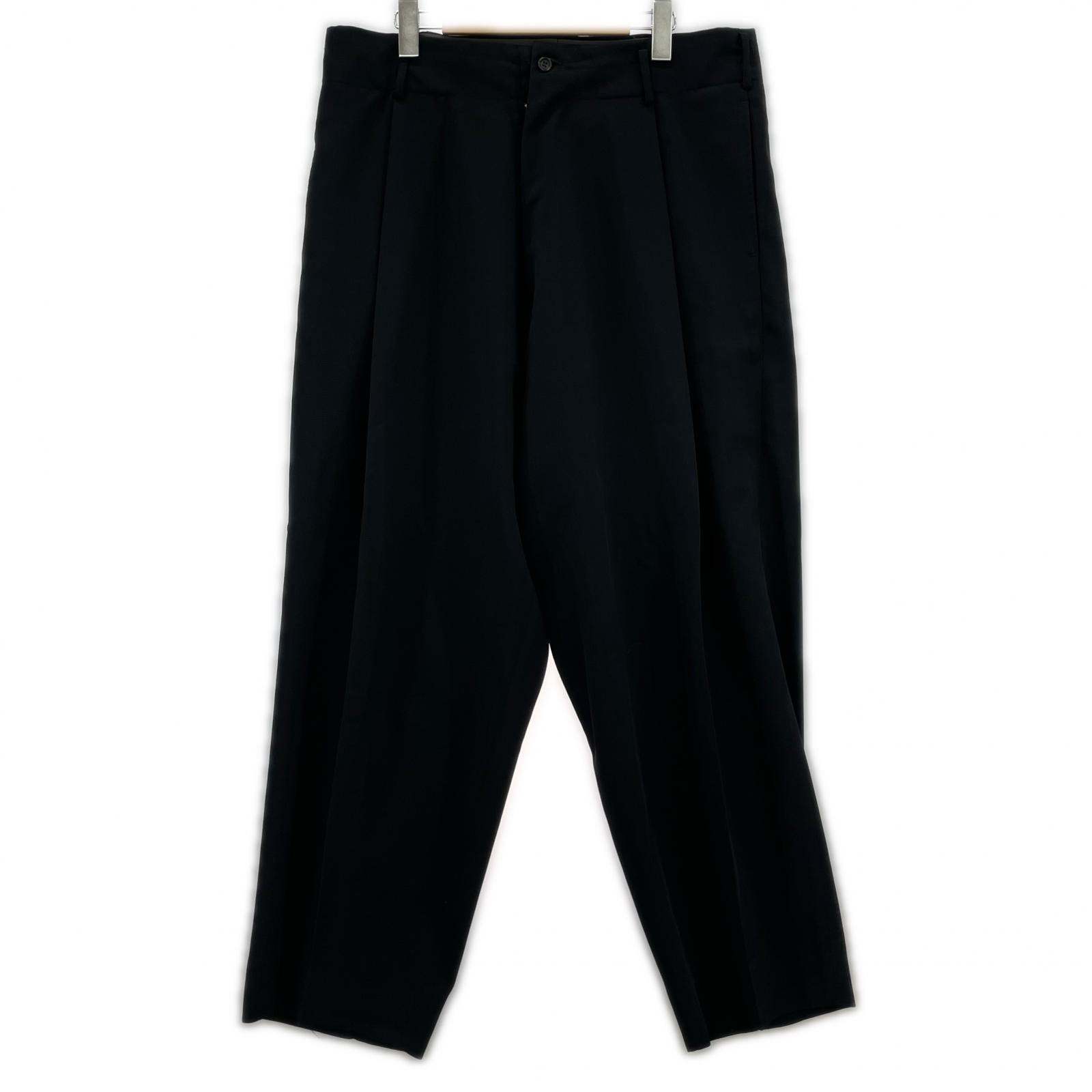 パンツ 80s Yohji Yamamoto 丸文字タグ ギャバワイドスラックス 黒 M ブラック