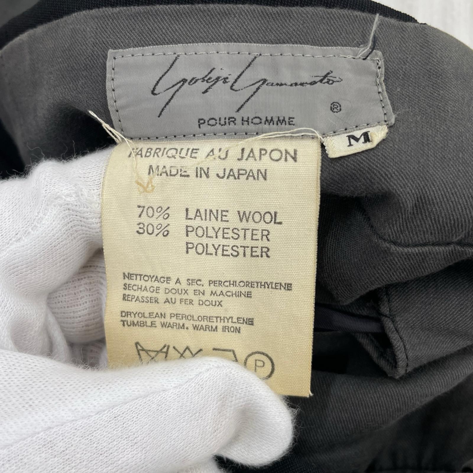パンツ 80s Yohji Yamamoto 丸文字タグ ギャバワイドスラックス 黒 M ブラック