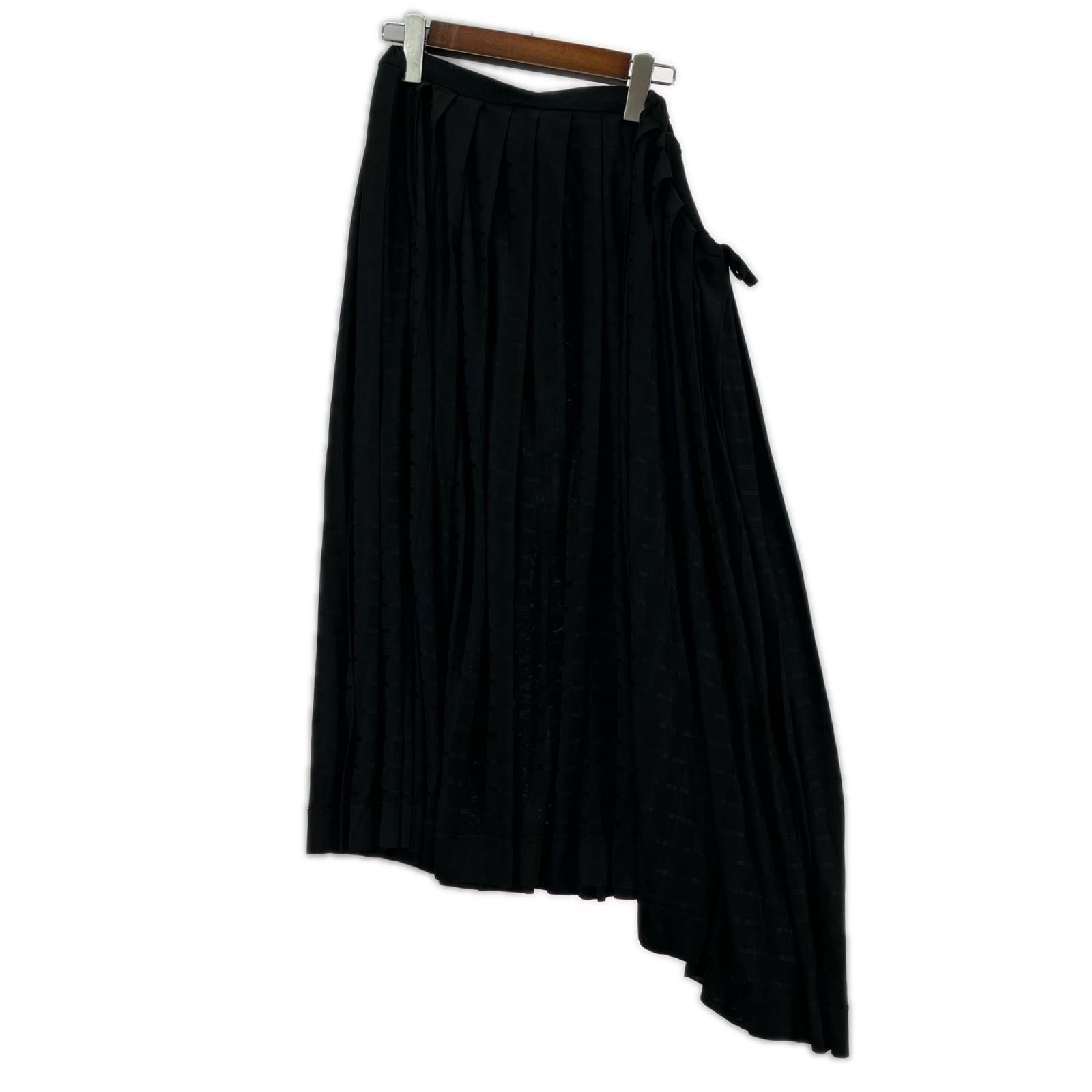 ロングスカート Acetate Pleat Drape Skirt 黒 (3) 3 ブラック