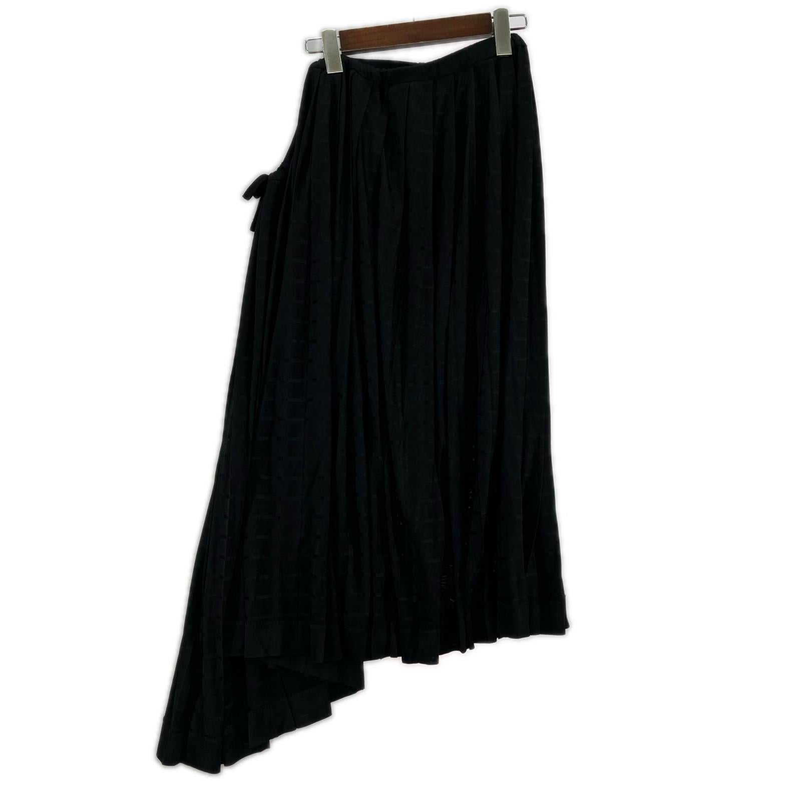 ロングスカート Acetate Pleat Drape Skirt 黒 (3) 3 ブラック