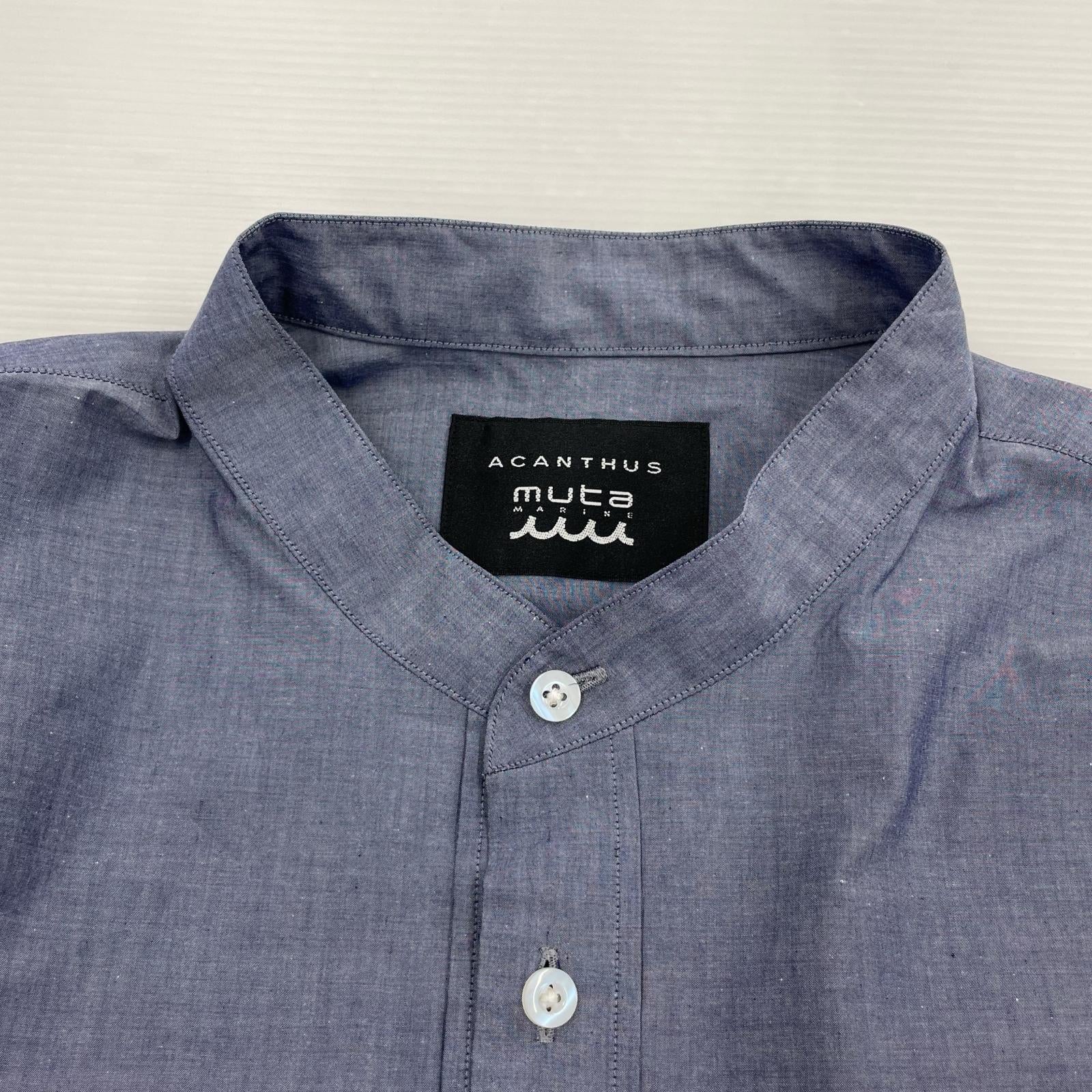 長袖シャツ MARINE × ACANTHUS オーバーサイズカラーシャツ 青 ブルー