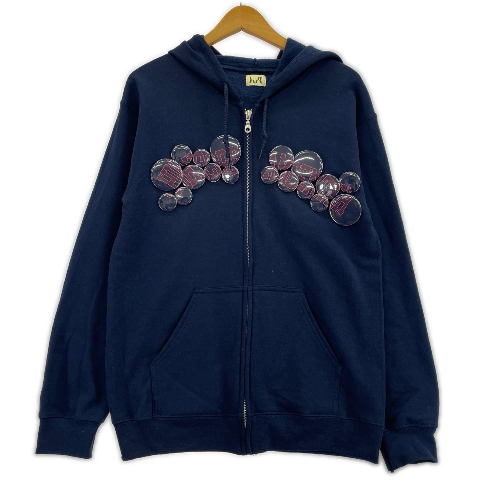 パーカー HIGHSCREAMCENTER　ジップパーカー　缶バッチ S ネイビー