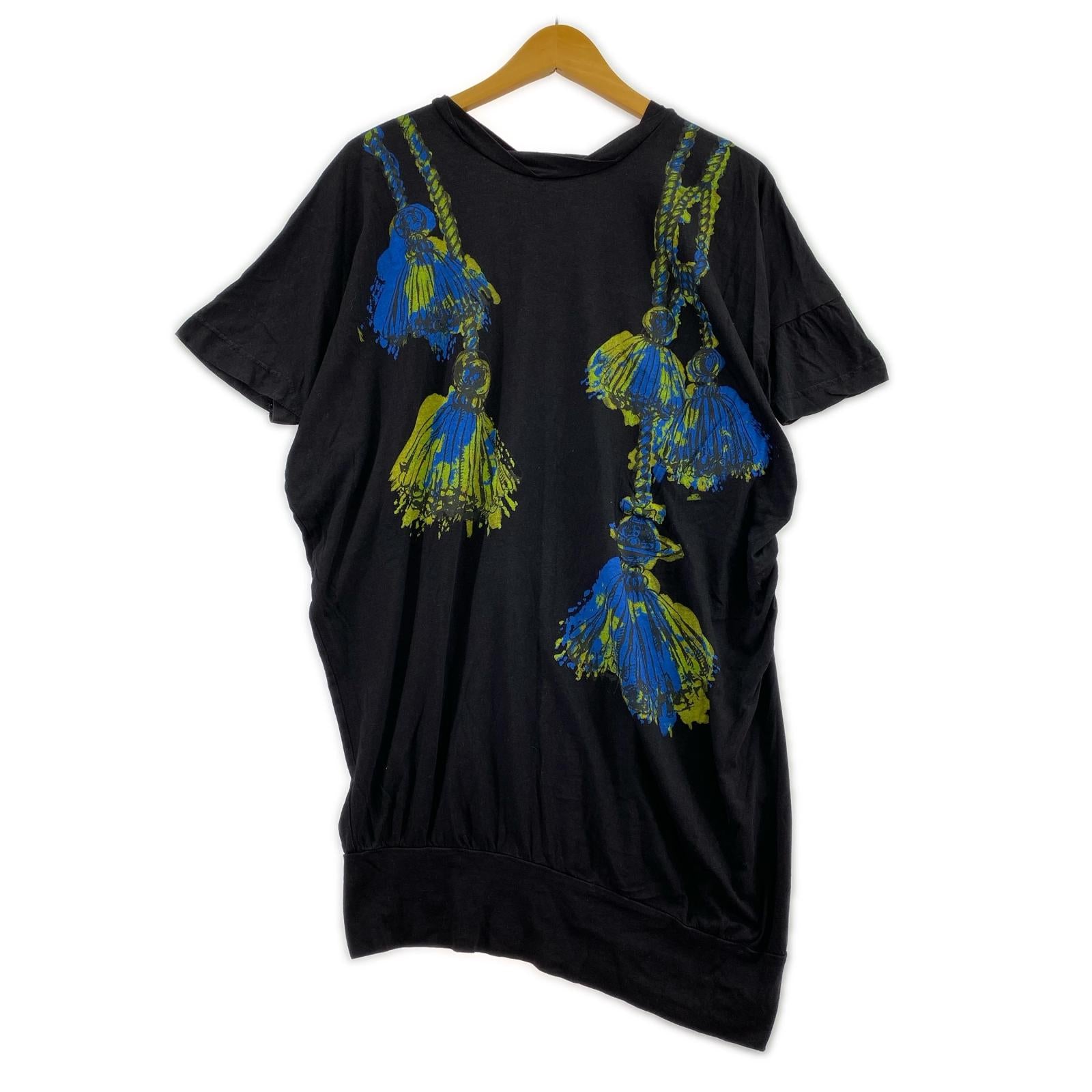 半袖Ｔシャツ ロング丈 レーヨン混 黒 (2) 2 ブラック