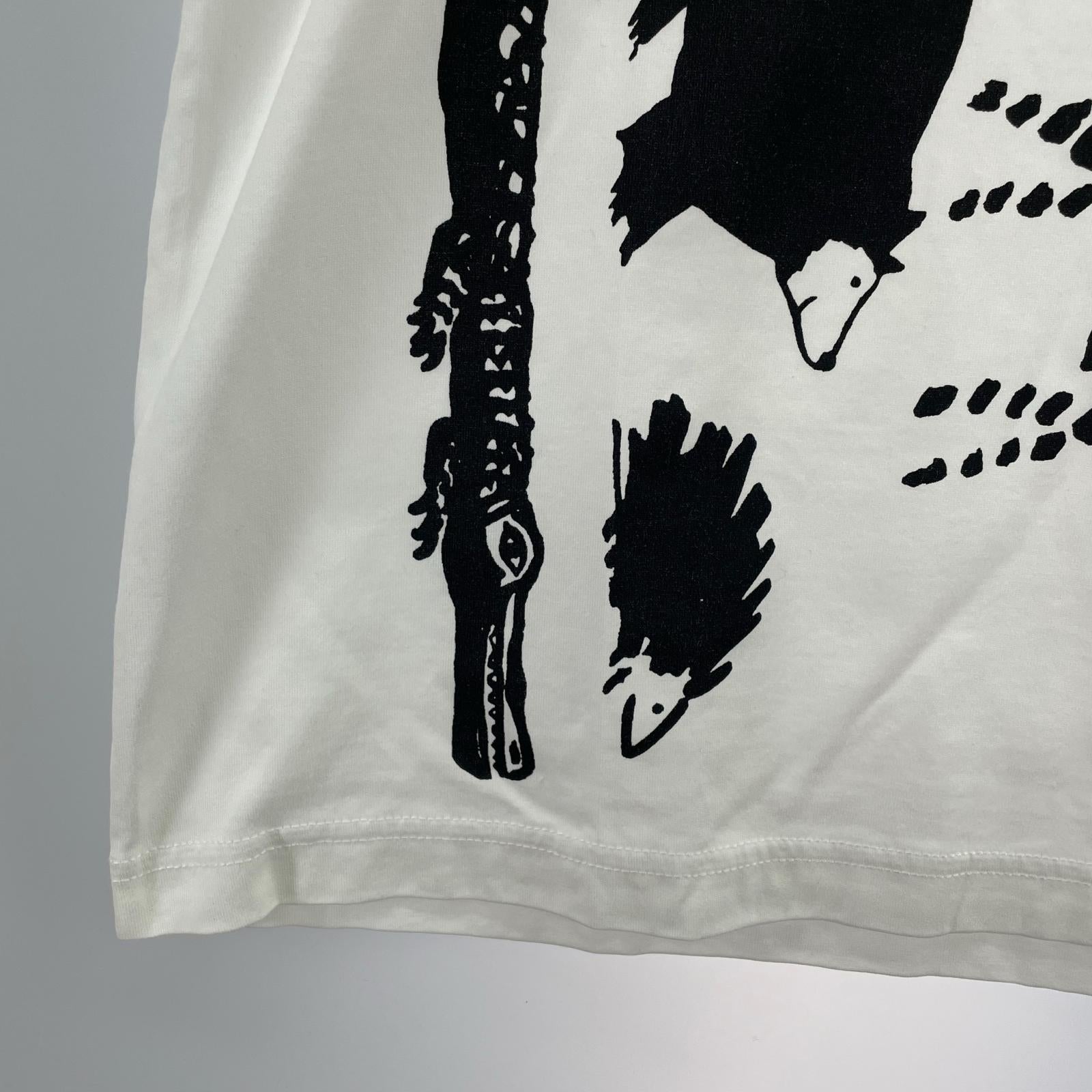 半袖Ｔシャツ 天竺綿プリントTシャツ アニマルイアラスト (L) 白 L ホワイト