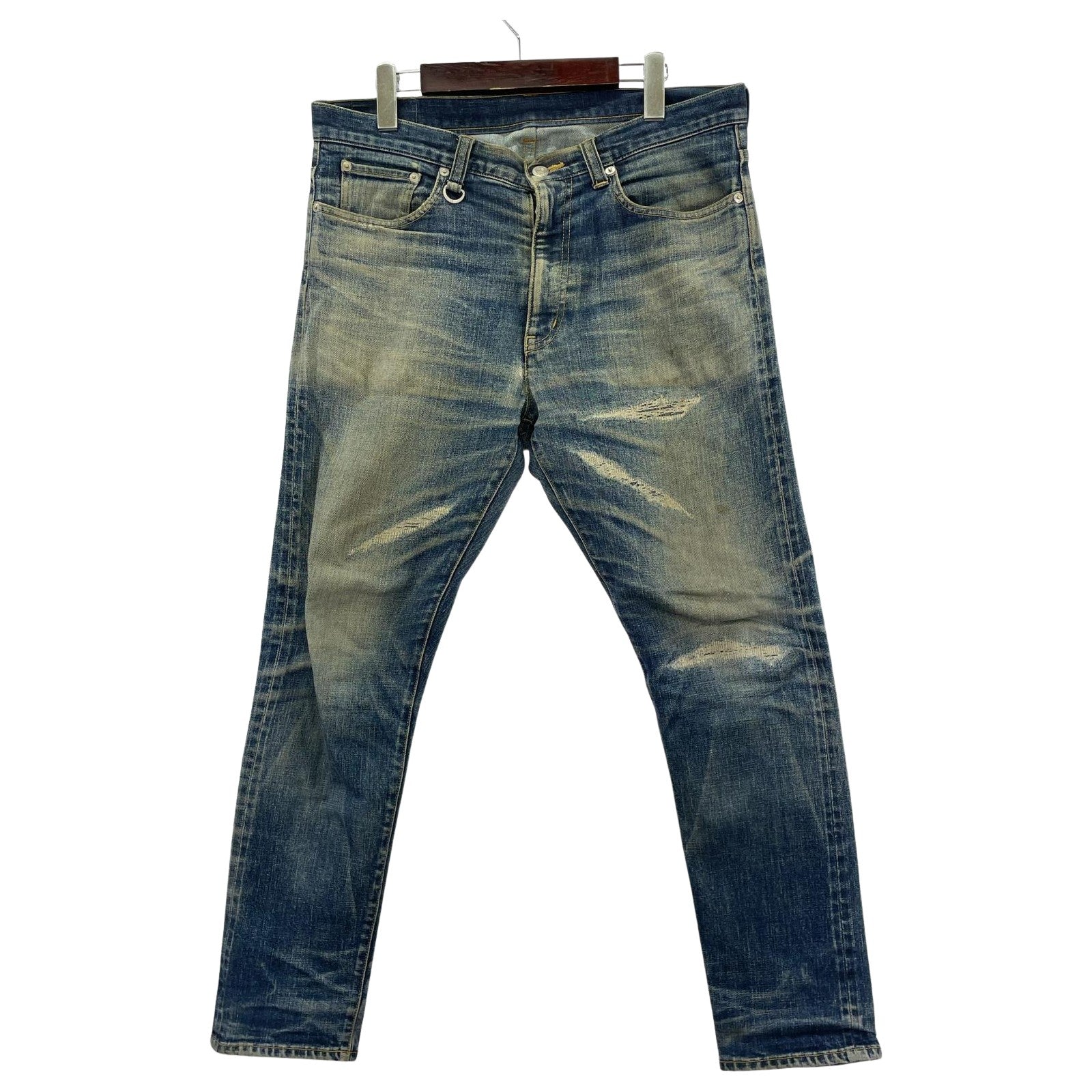 デニムパンツ 23ss DAMAGED DENIM TAPERED PANTS 2 ネイビー