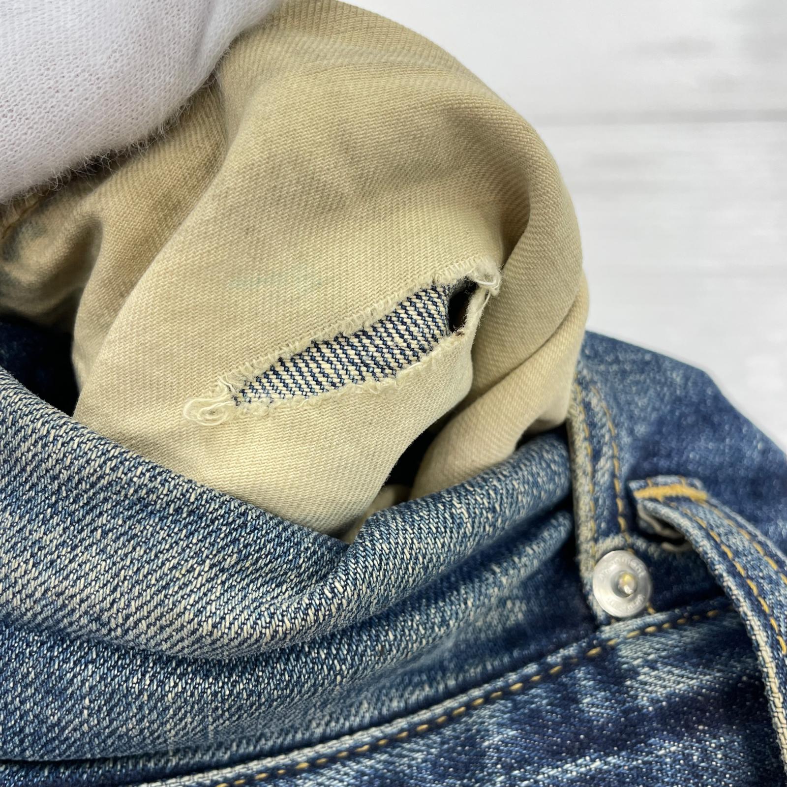 デニムパンツ 23ss DAMAGED DENIM TAPERED PANTS 2 ネイビー