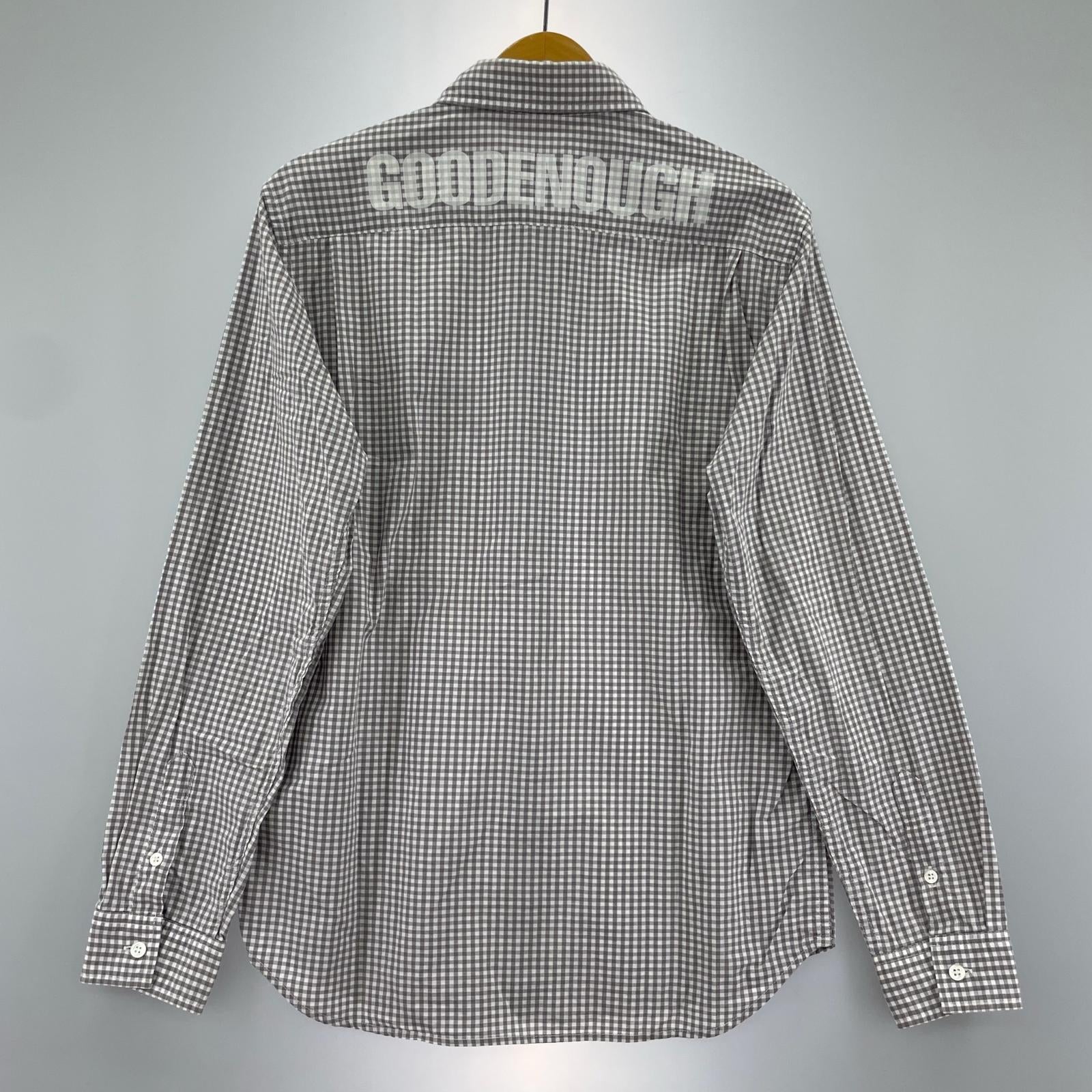 長袖シャツ GOODENOUGH バックロゴ ギンガムチェックシャツ S グレー S グレー