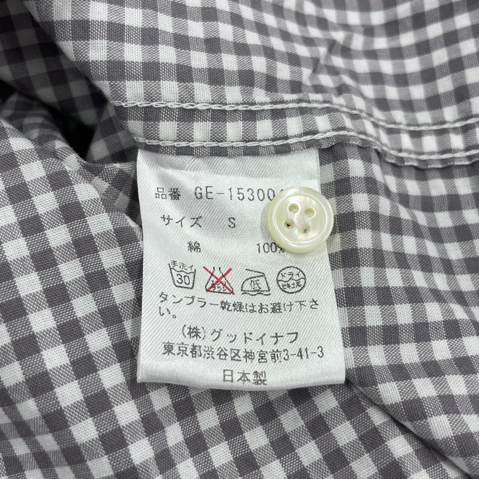 長袖シャツ GOODENOUGH バックロゴ ギンガムチェックシャツ S グレー S グレー