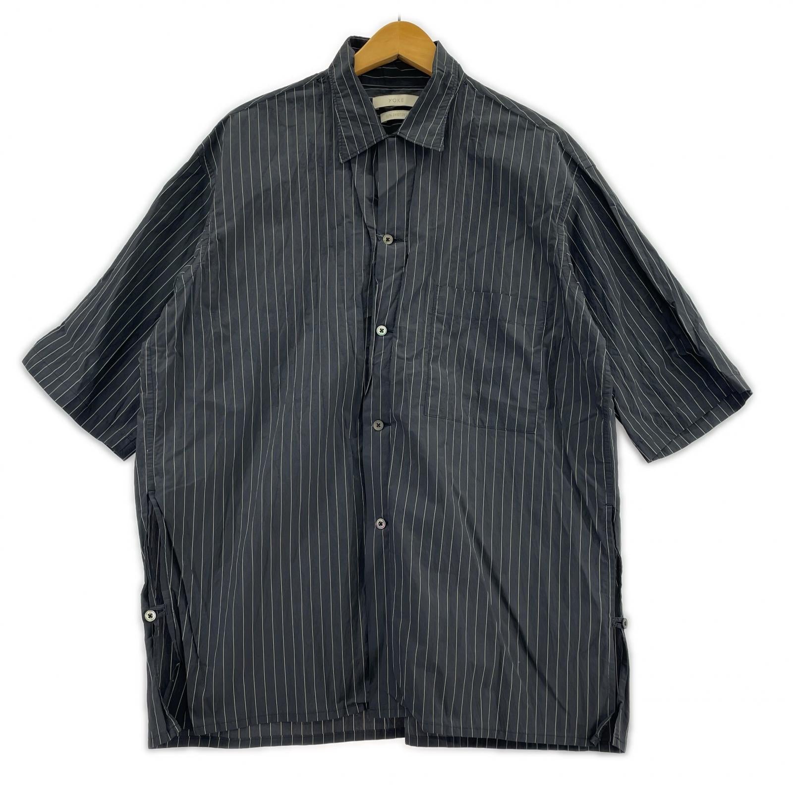 半袖シャツ YOKE 24SS NYLON STRIPE WIDE SHIRT 2 グレー グレー