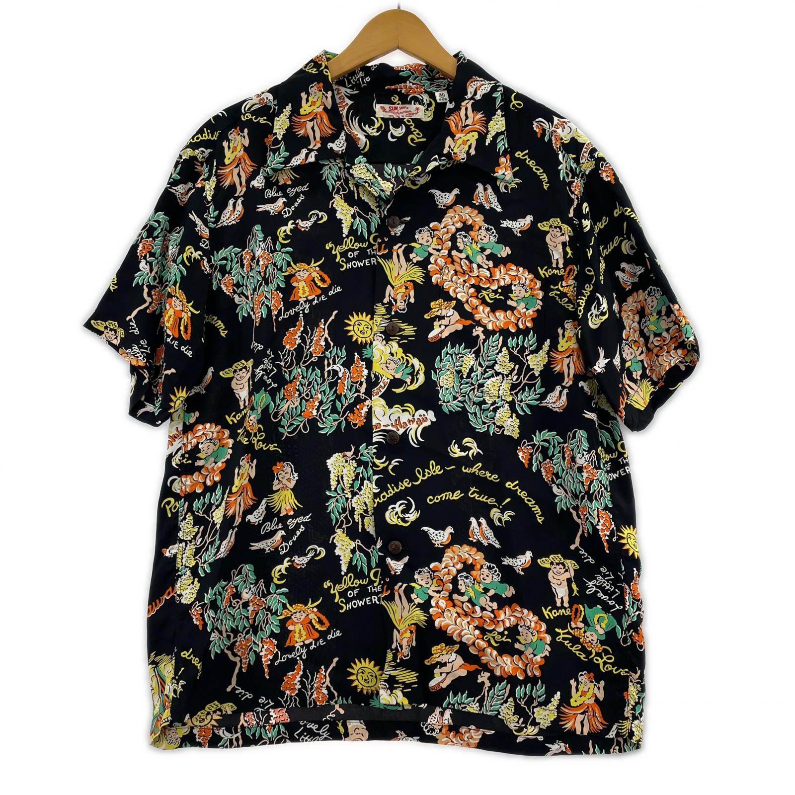 半袖シャツ SS39219 復刻 アロハシャツ ブラック M M ブラック