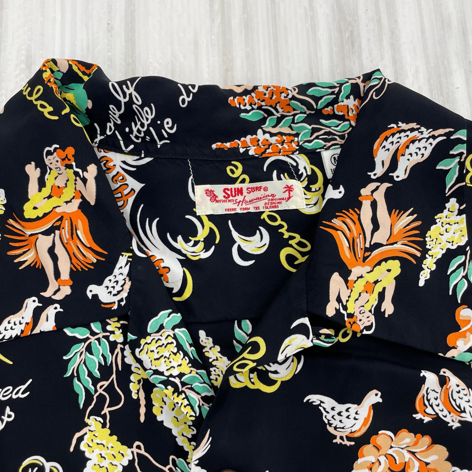半袖シャツ SS39219 復刻 アロハシャツ ブラック M M ブラック