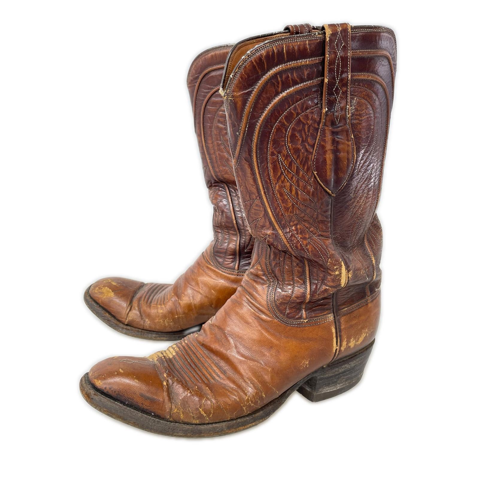 ブーツ LUCCHESE ウエスタンブーツ 9D ブラウン ブラウン