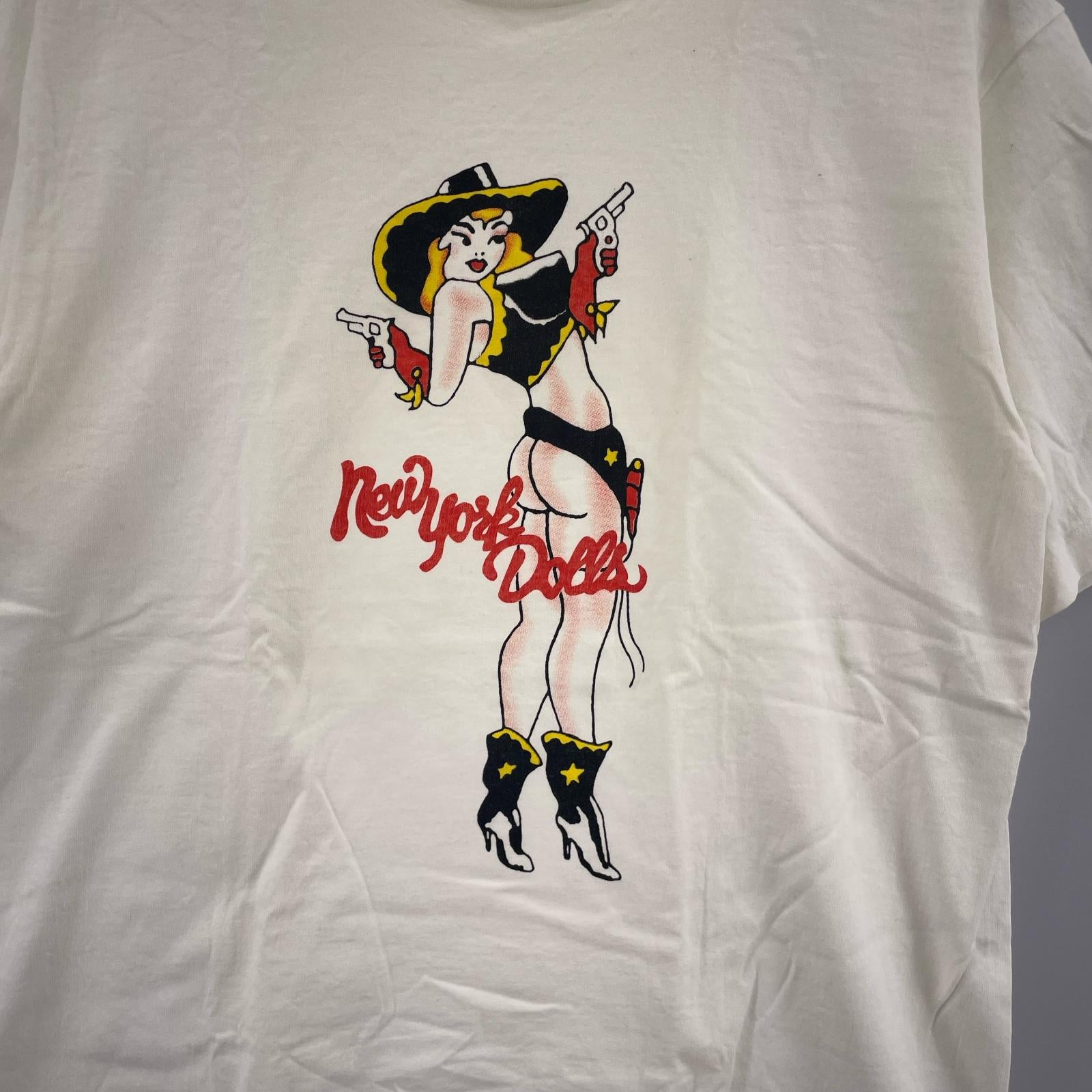 半袖Ｔシャツ 90s New York Dolls USA製 バンドTシャツ (M) ホワイト M ホワイト