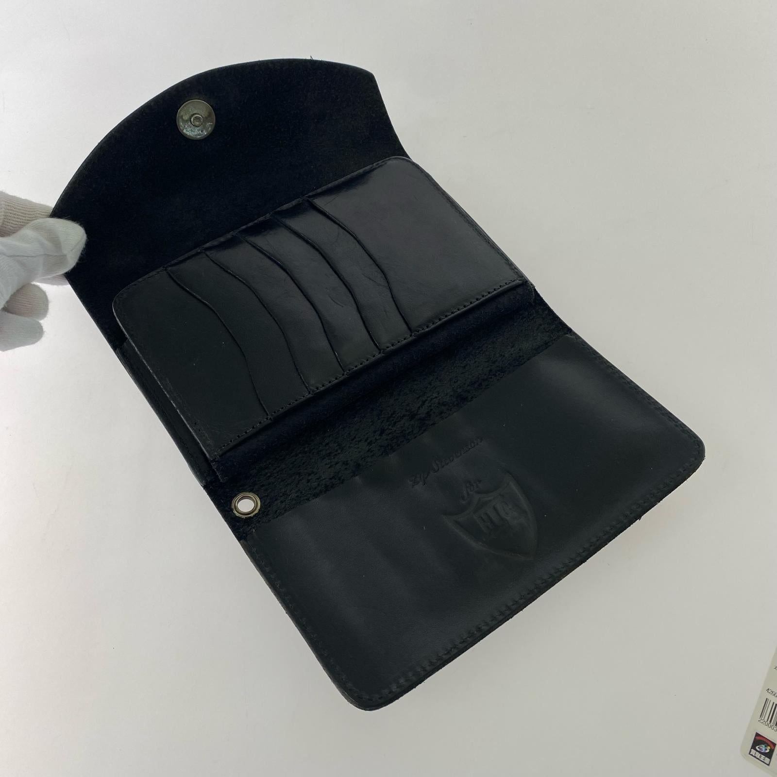 コンパクトウォレット スタッズ レザー 三つ折り財布 ブラック
