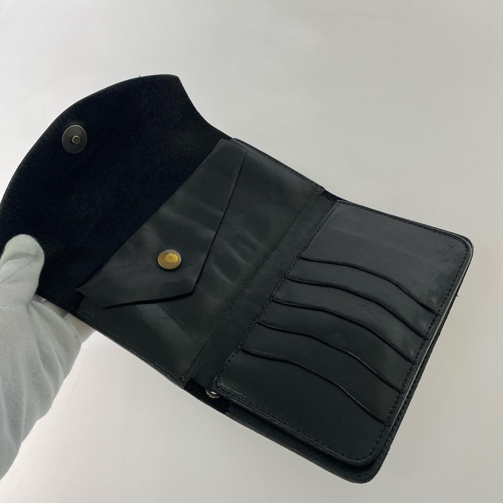 コンパクトウォレット スタッズ レザー 三つ折り財布 ブラック