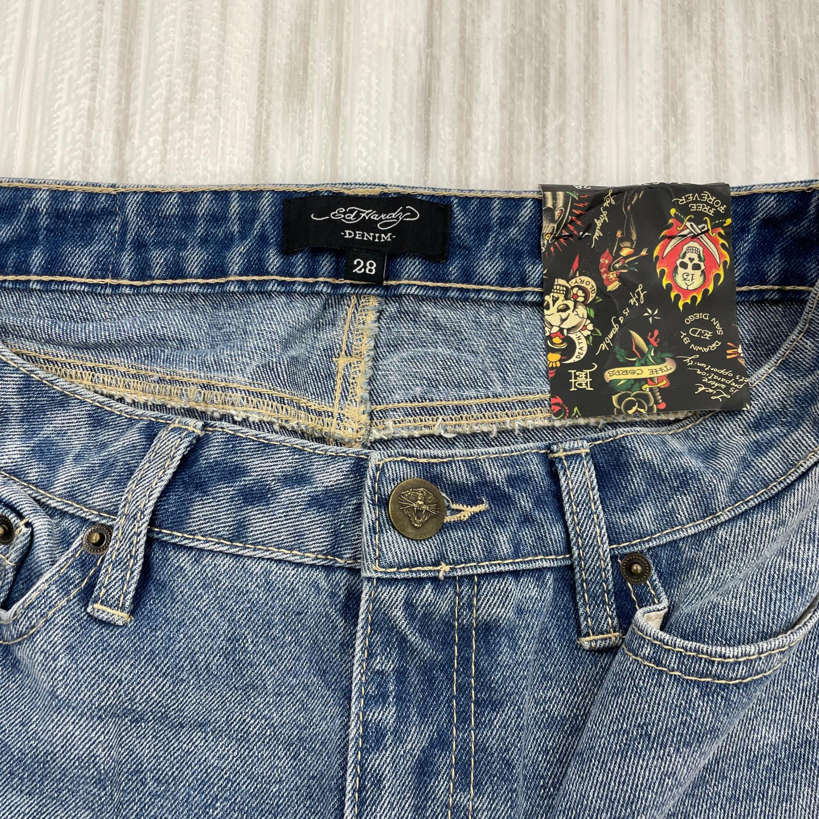 デニムパンツ Ed Hardy バックプリントデニムパンツ サックス 28