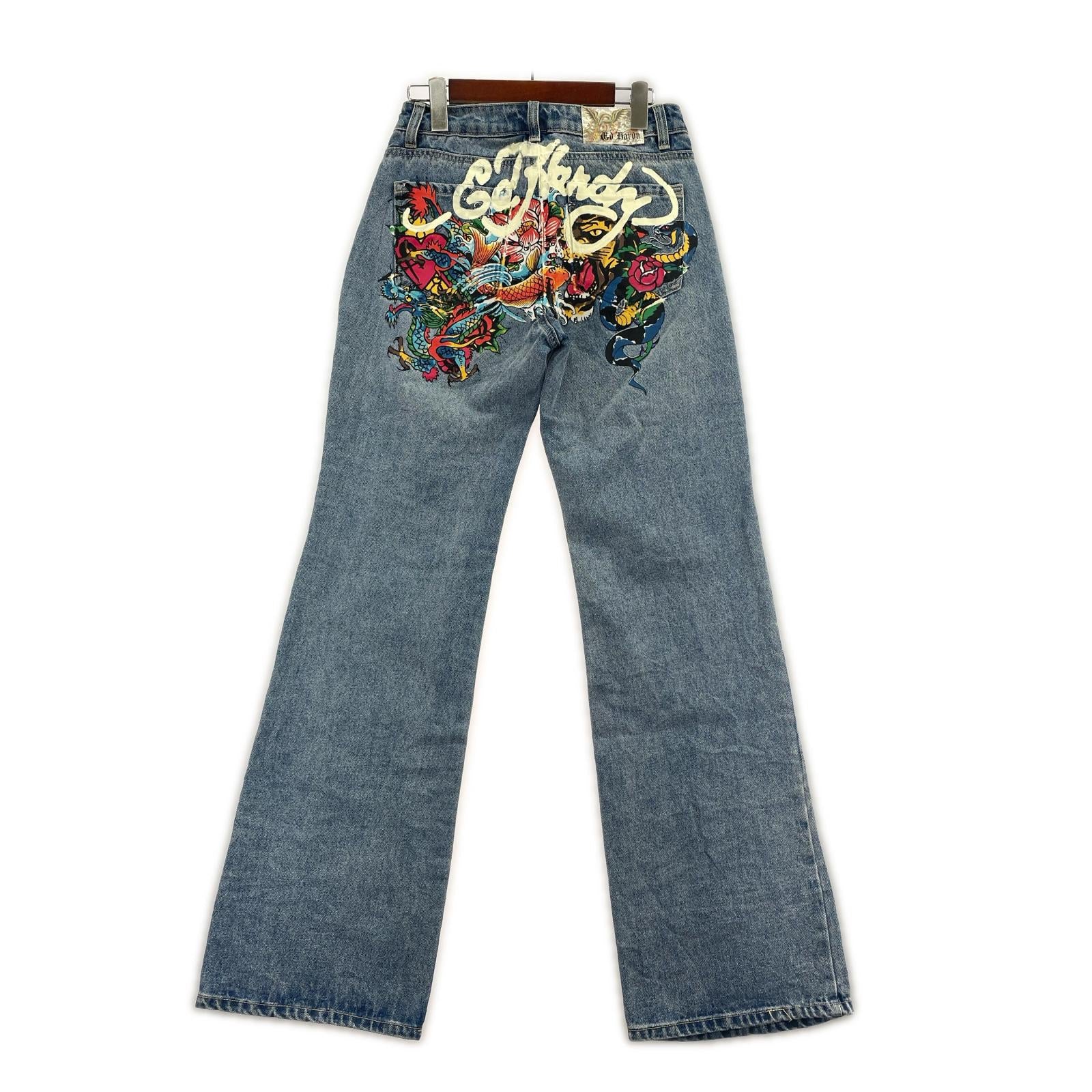 デニムパンツ Ed Hardy バックプリントデニムパンツ サックス 26