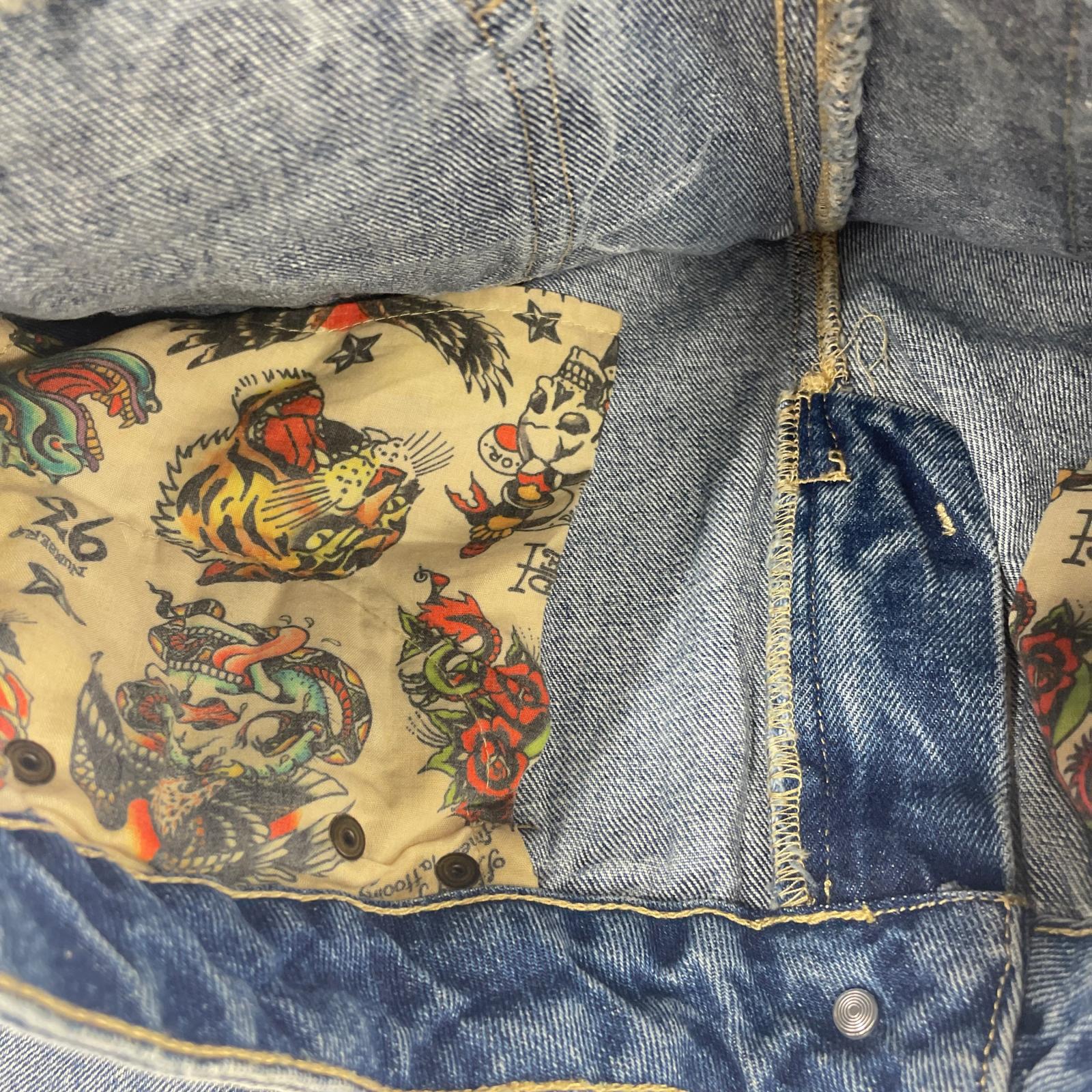 デニムパンツ Ed Hardy バックプリントデニムパンツ サックス 26