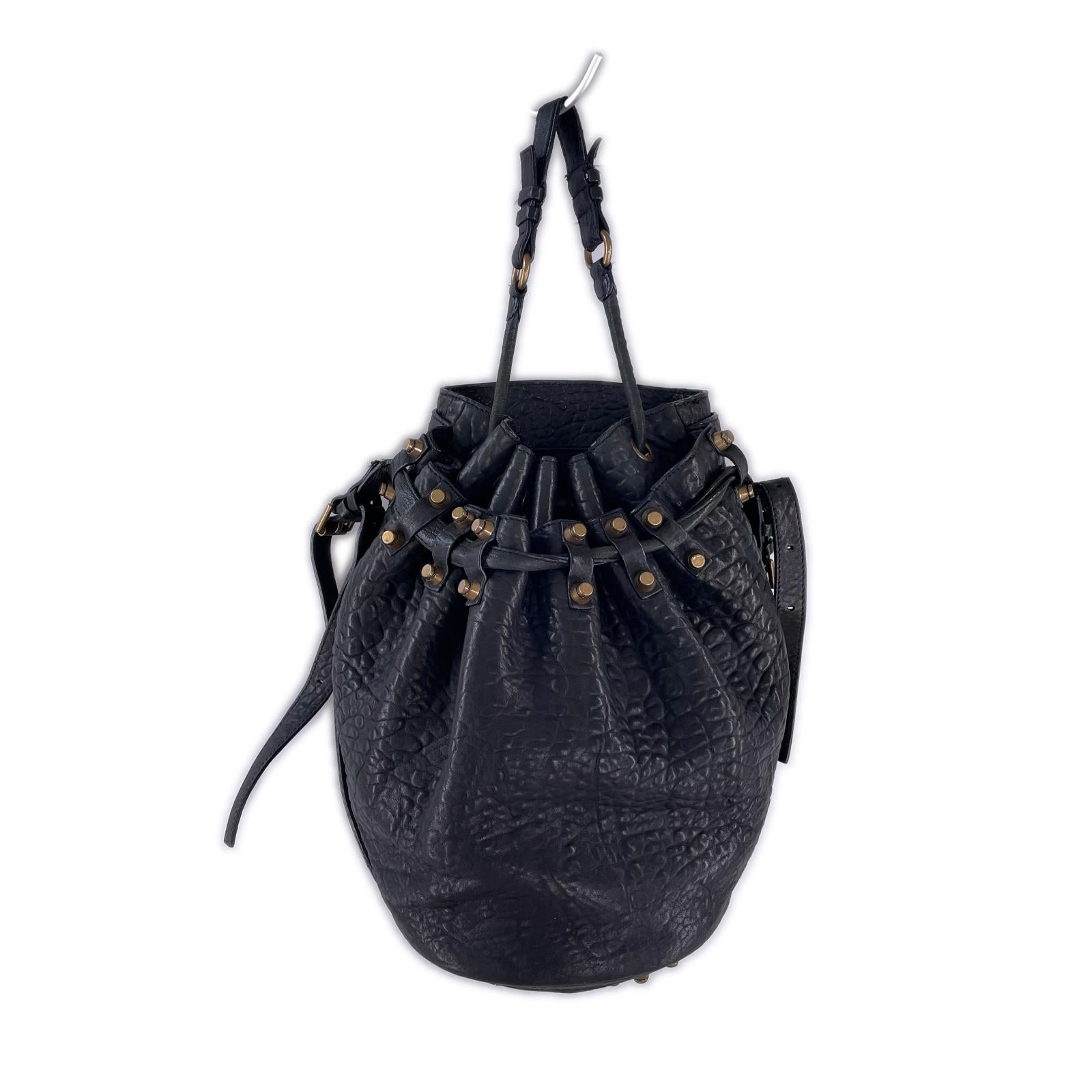 ショルダーバッグ Alexander Wang レザー スタッズ 巾着 ショルダーバッグ ラージ ブラック ブラック
