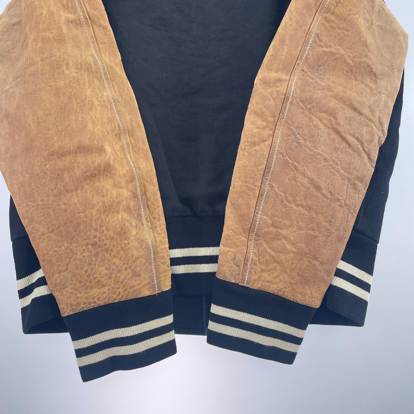 ジャケット MAISON MARGIELA 16SS VARSITY LEATHER JACKET 48 ベージュ×ブラック 48
