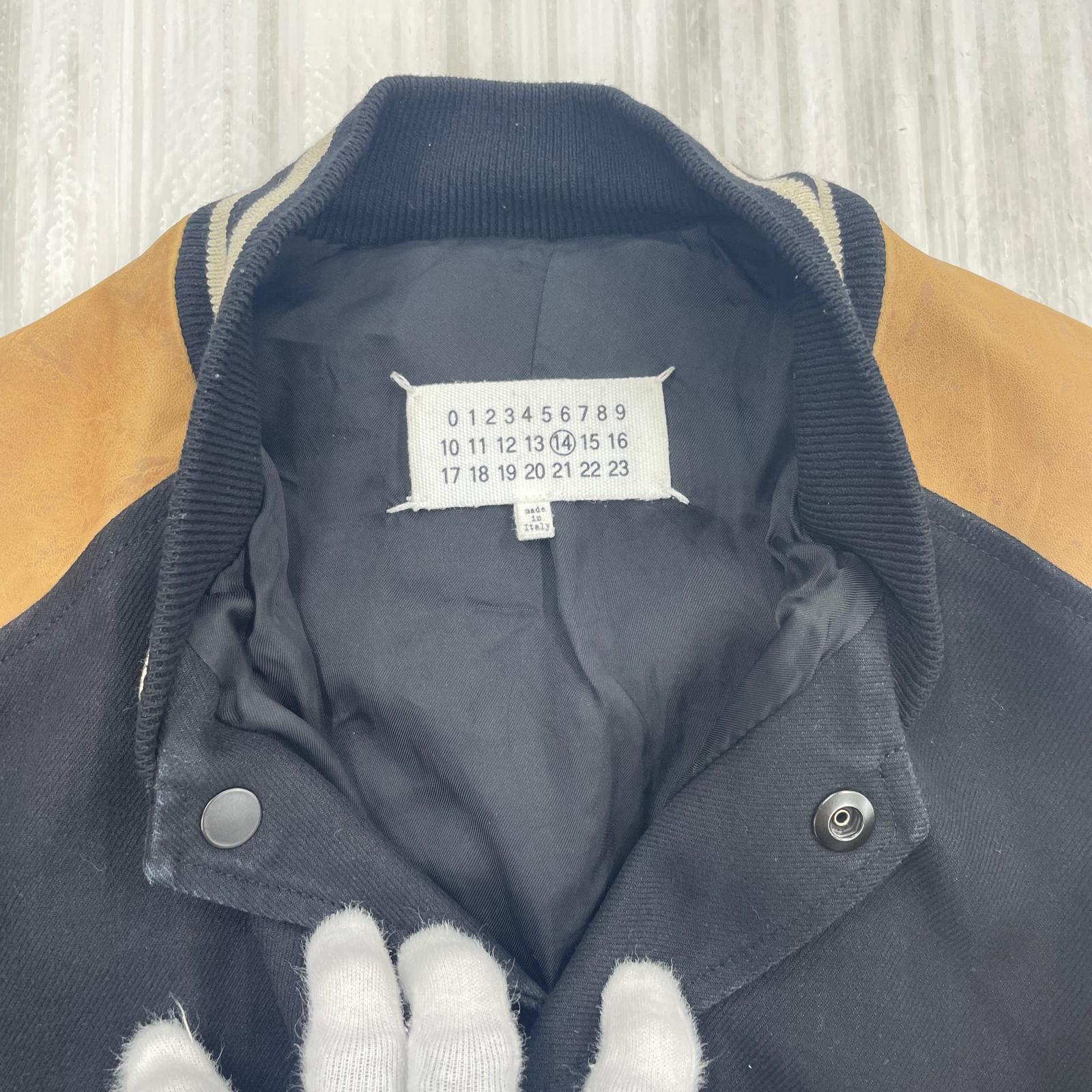 ジャケット MAISON MARGIELA 16SS VARSITY LEATHER JACKET 48 ベージュ×ブラック 48