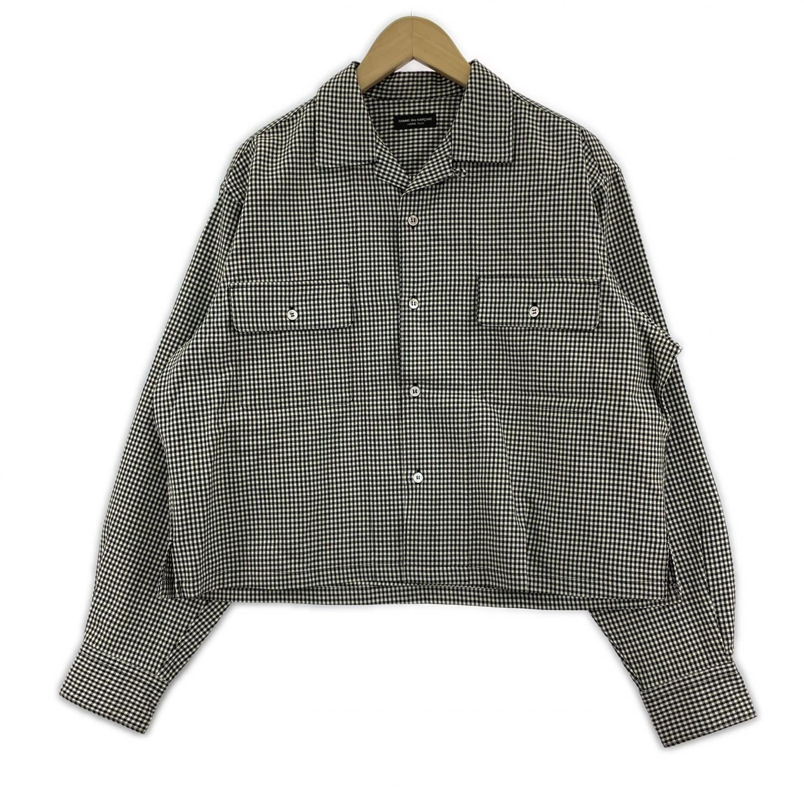 長袖シャツ HOMME PLUS 80s 千鳥オープンカラーシャツ　ウール
