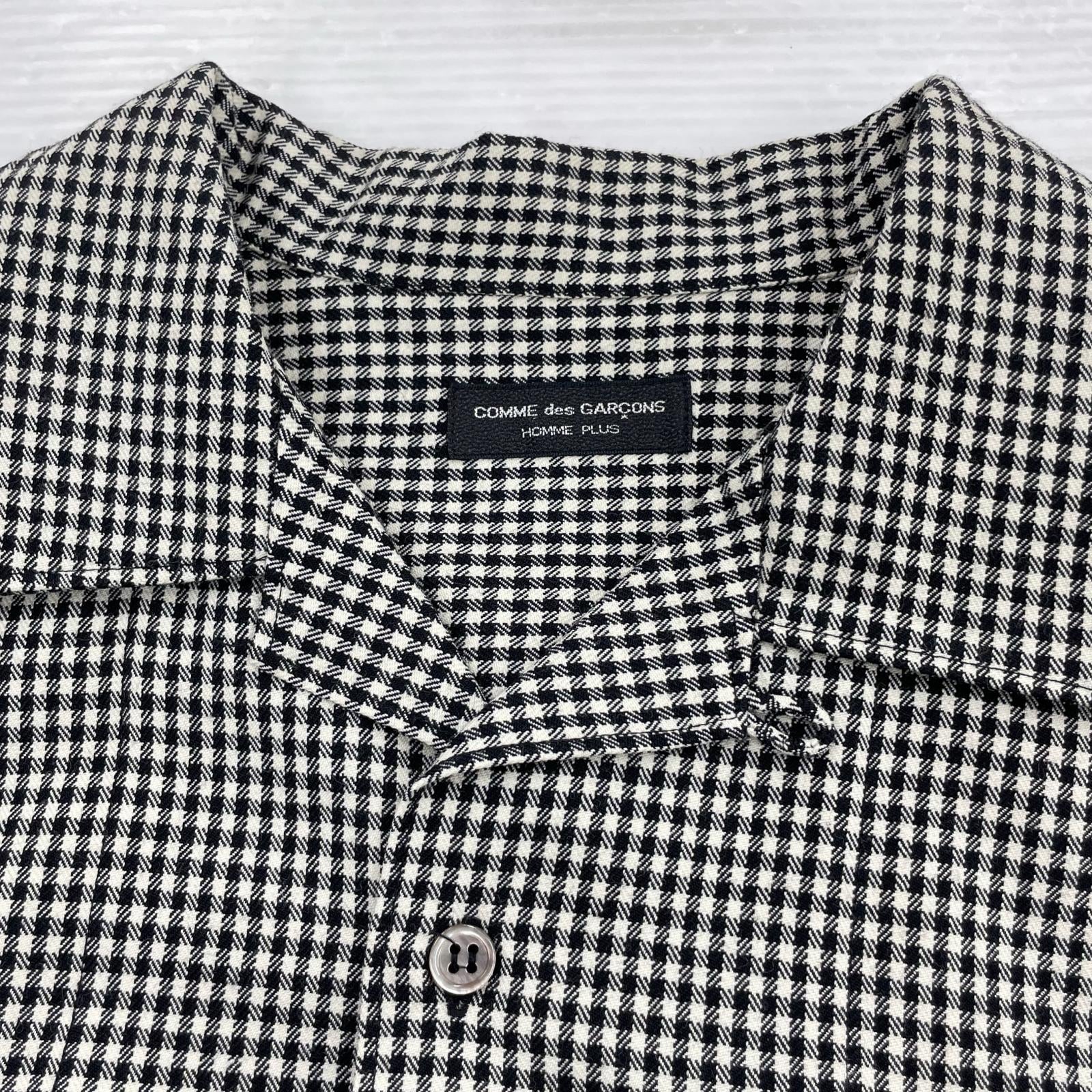 長袖シャツ HOMME PLUS 80s 千鳥オープンカラーシャツ　ウール