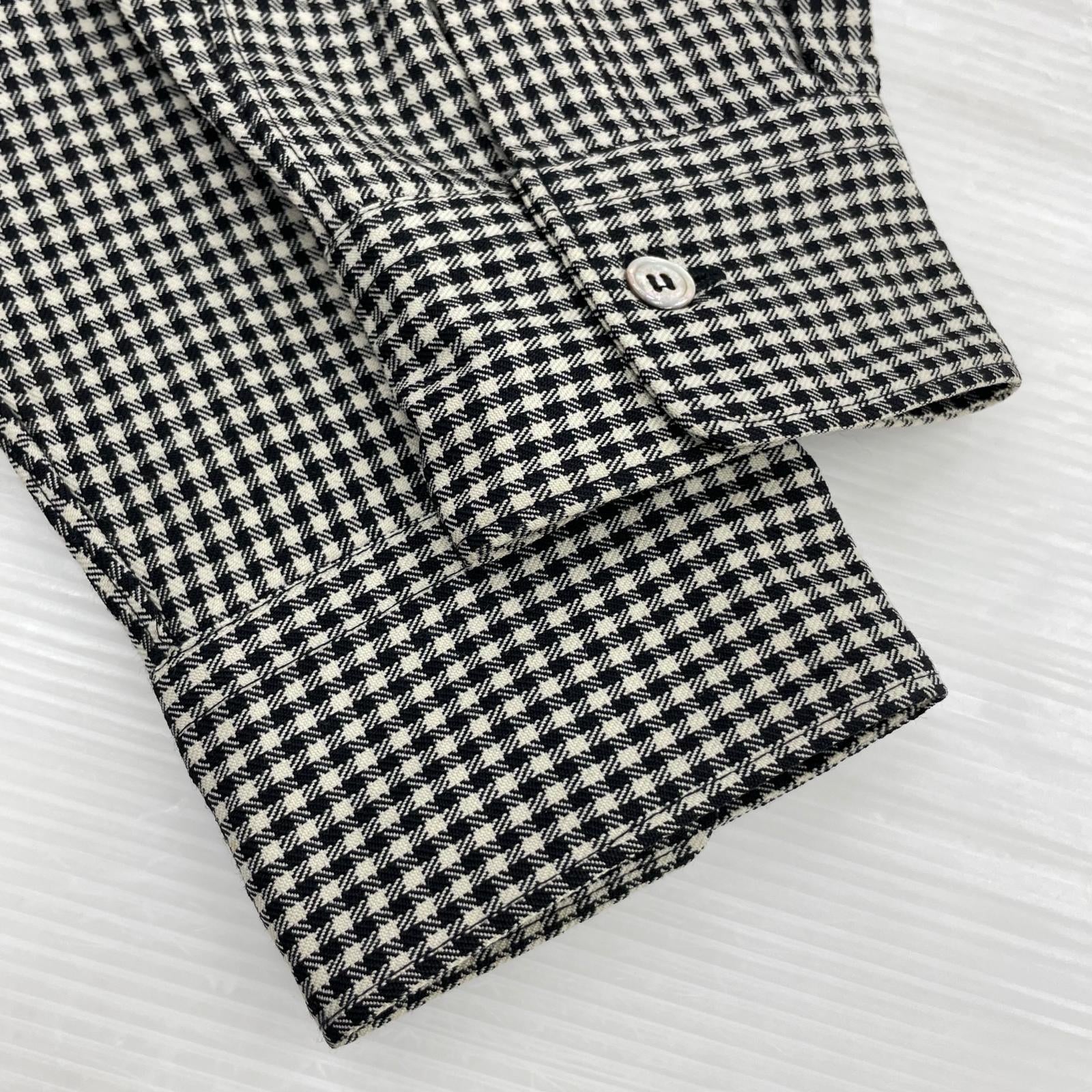 長袖シャツ HOMME PLUS 80s 千鳥オープンカラーシャツ　ウール