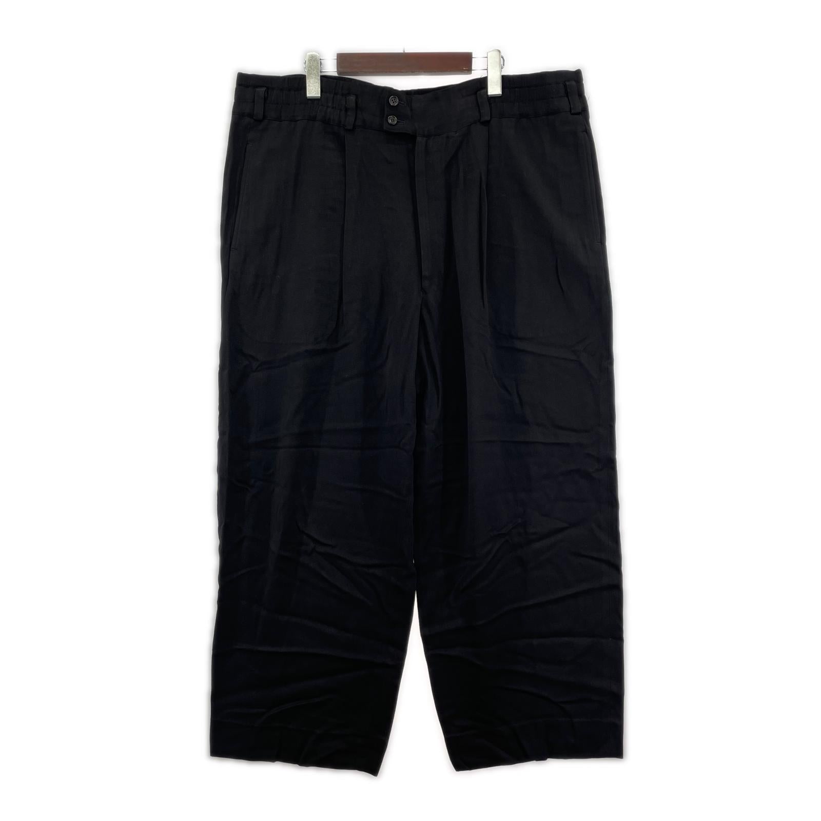 パンツ HOMME PLUS 80s レーヨンワイドスラックス 黒 M M ブラック