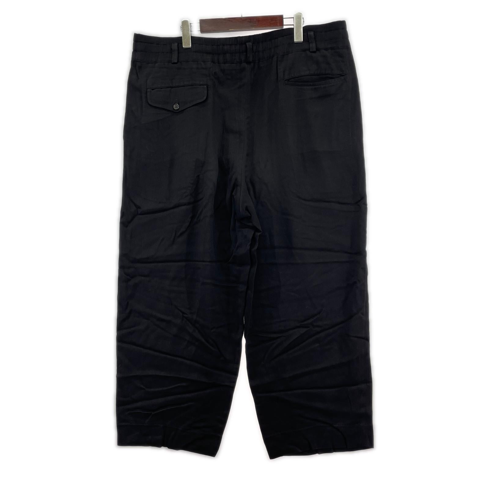パンツ HOMME PLUS 80s レーヨンワイドスラックス 黒 M M ブラック