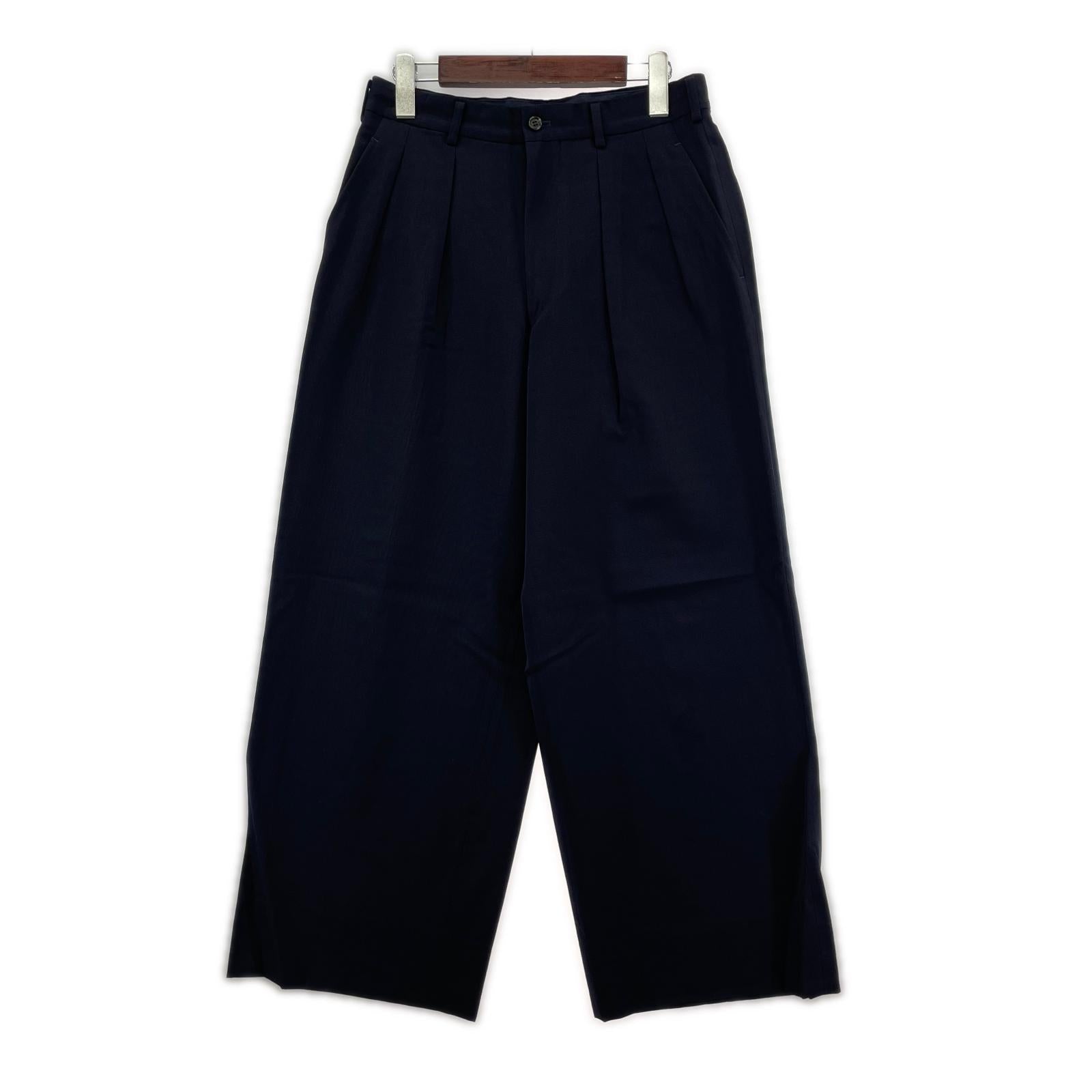 パンツ HOMME PLUS 80s ウールスラックス　ネイビー S S ネイビー