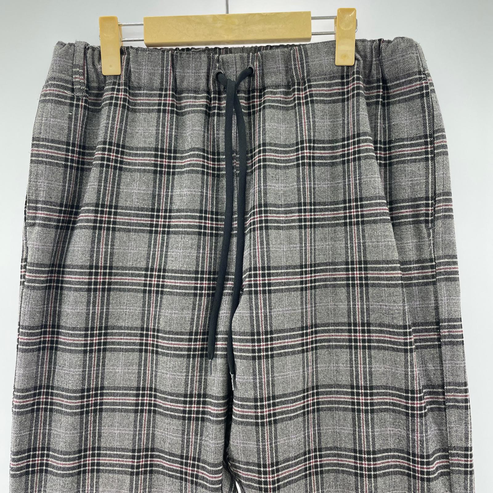 パンツ レーヨン混 チェックパンツ グレー