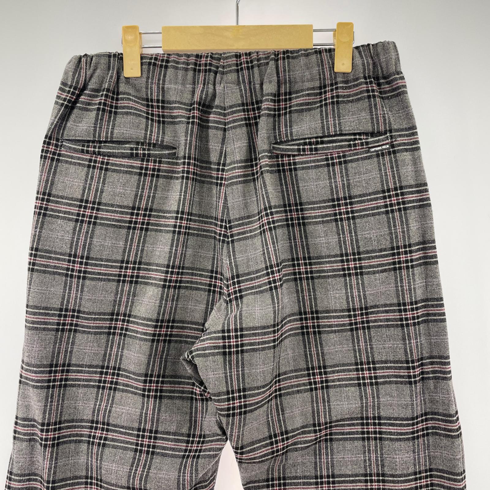 パンツ レーヨン混 チェックパンツ グレー